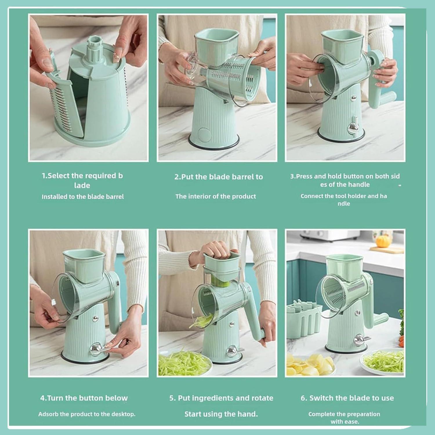 Rallador Rotatorio 5 en 1 AYUBOC Verde Menta Acero Inoxidable