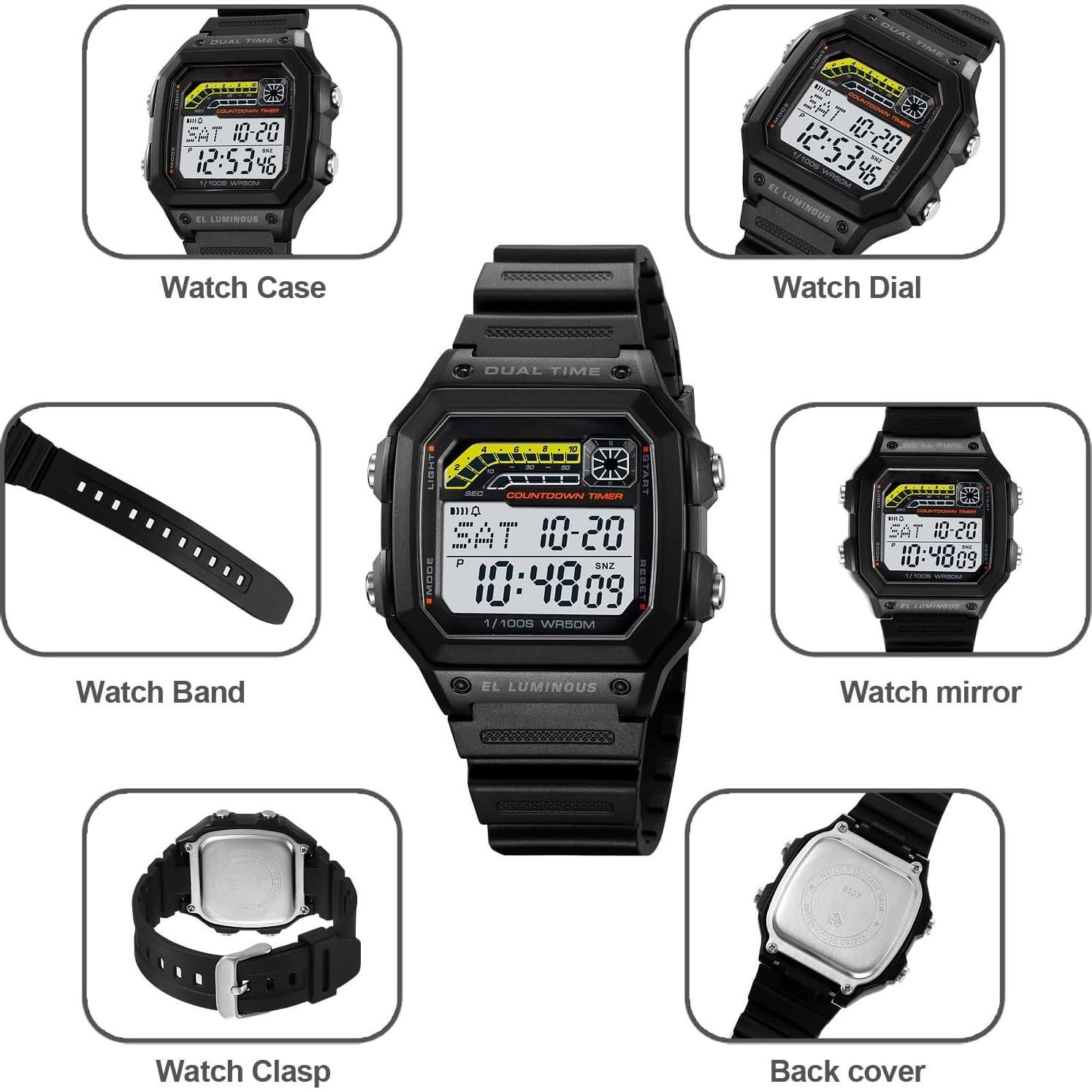 Reloj Digital Multifuncional PASOY Hombre Impermeable 50m