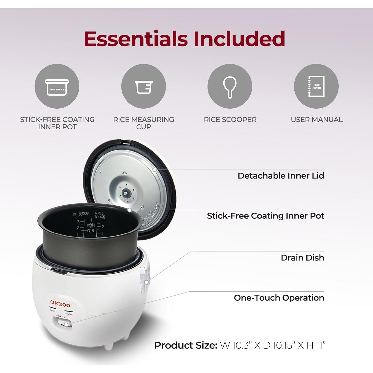 Cocedor de Arroz Eléctrico CUCKOO CR-0671V 12 Tazas Antiadherente