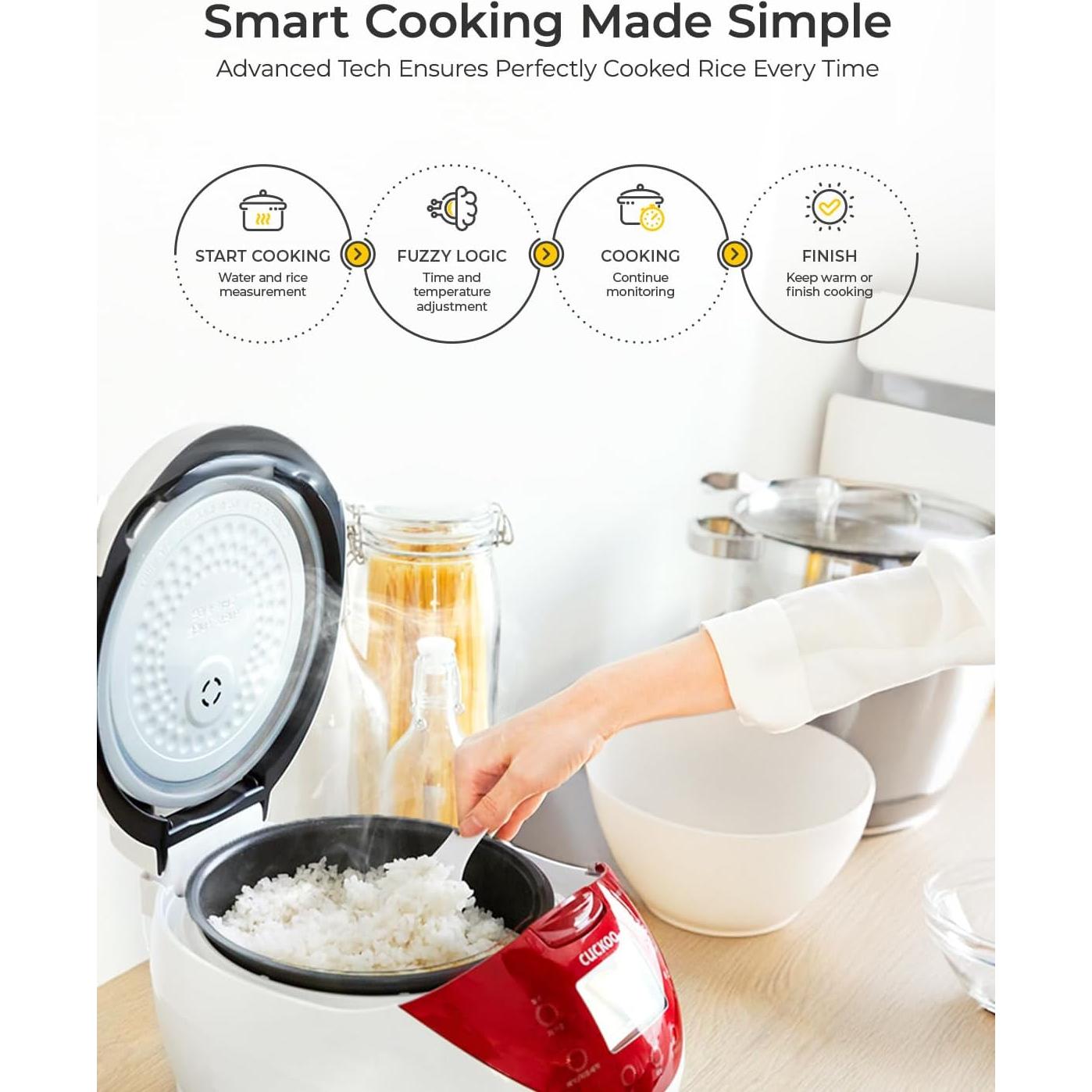 Micom Rice Cooker 6 Cup Uncooked / 12 Cup Cooked, Fuzzy Logic Rice Maker with Delay Timer & Keep Warm Setting, Versatile Food Steamer for Cooking, Non-Stick Inner Pot, Red (CR-0655F)