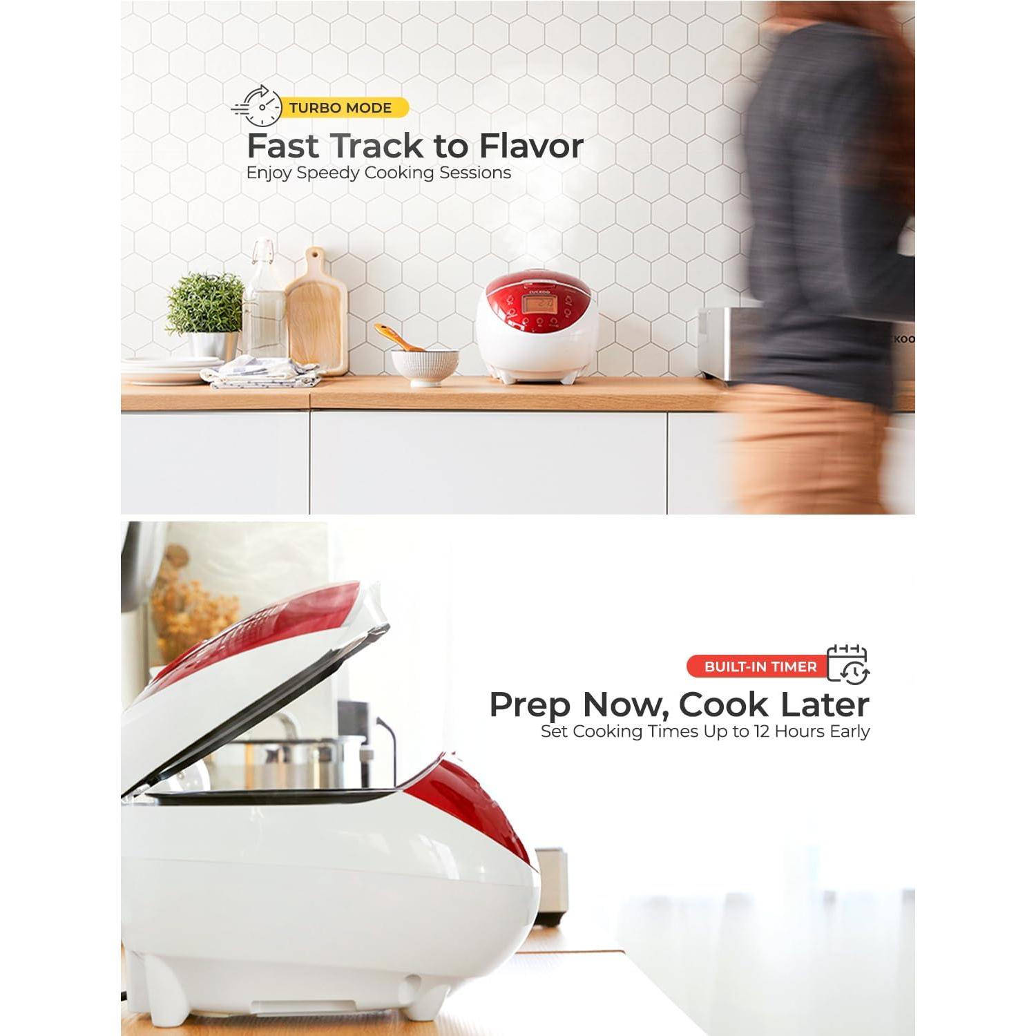 Micom Rice Cooker 6 Cup Uncooked / 12 Cup Cooked, Fuzzy Logic Rice Maker with Delay Timer & Keep Warm Setting, Versatile Food Steamer for Cooking, Non-Stick Inner Pot, Red (CR-0655F)