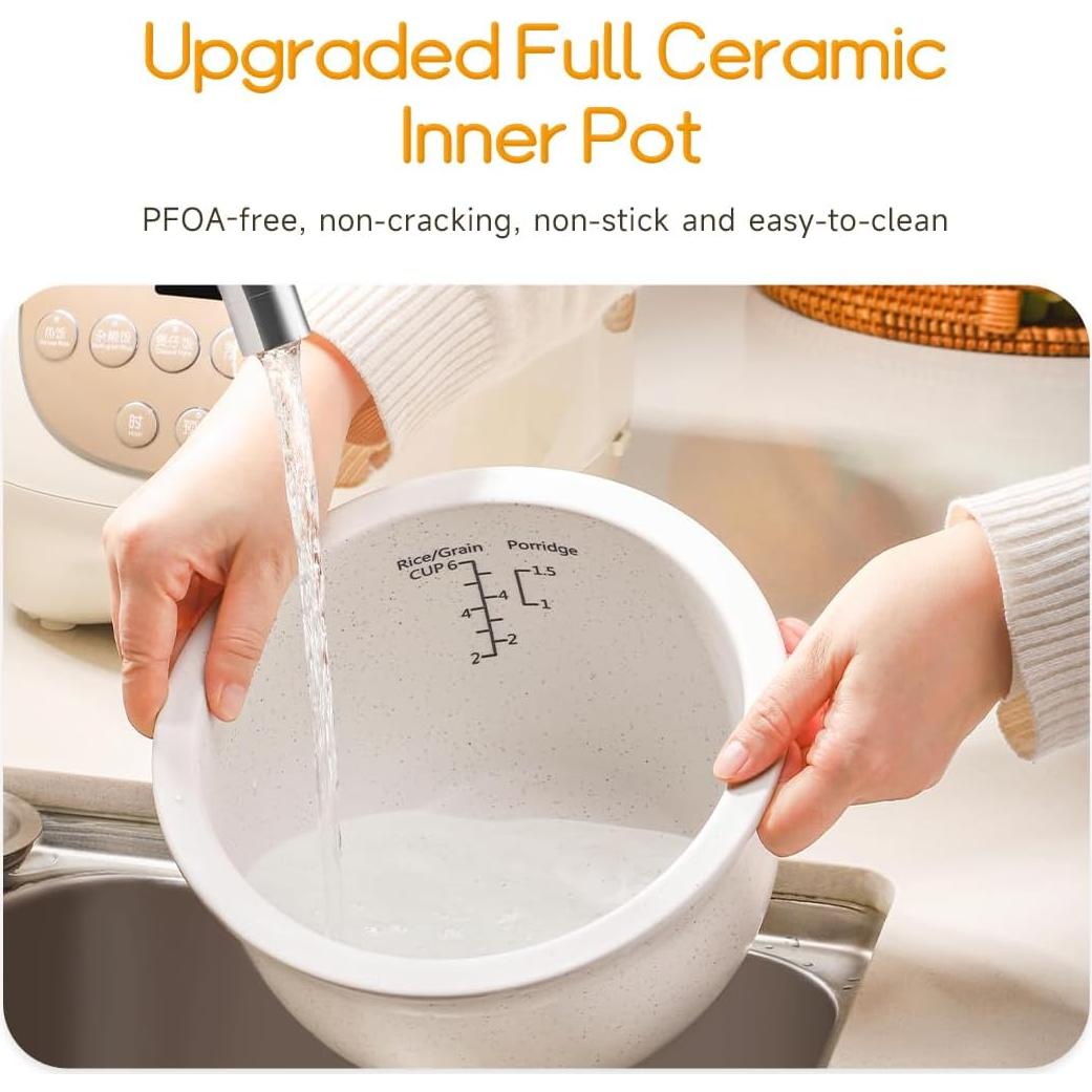 Olla Arrocera Joydeem 3L Cerámica Pura 6 Tazas Saludable