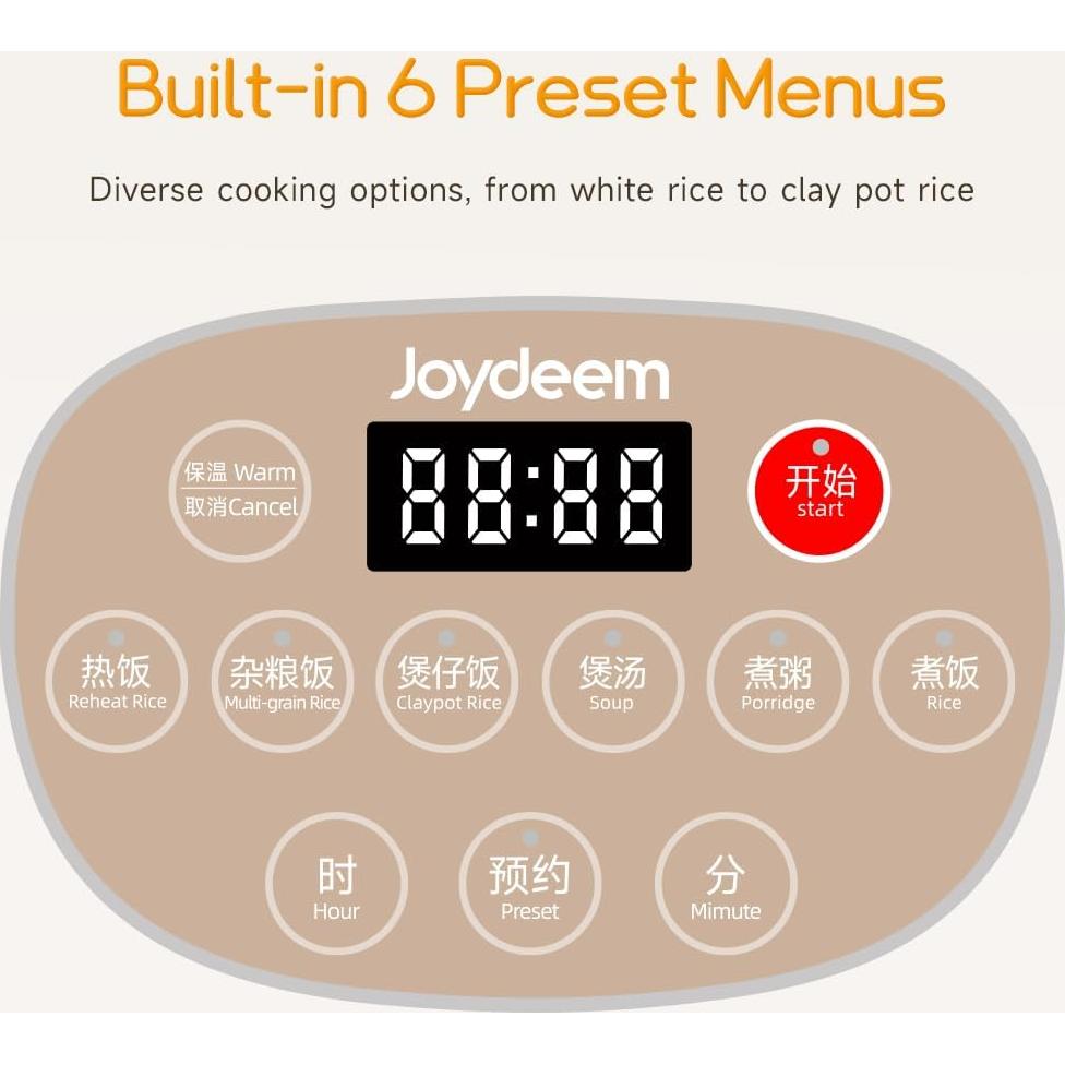 Olla Arrocera Joydeem 3L Cerámica Pura 6 Tazas Saludable