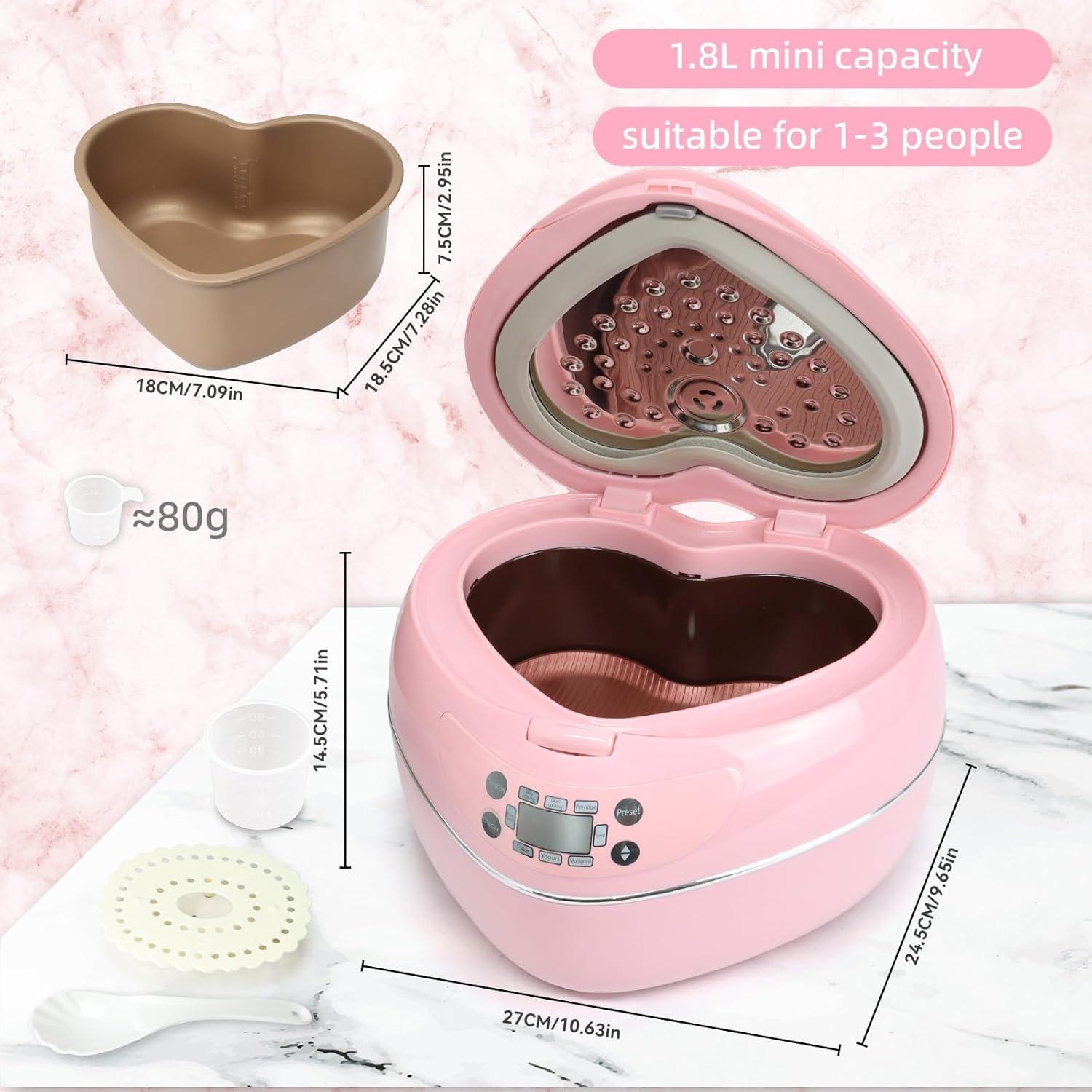 Arrocera Multifuncional SIMOHOT Rosa 1.8L 300W Corazón