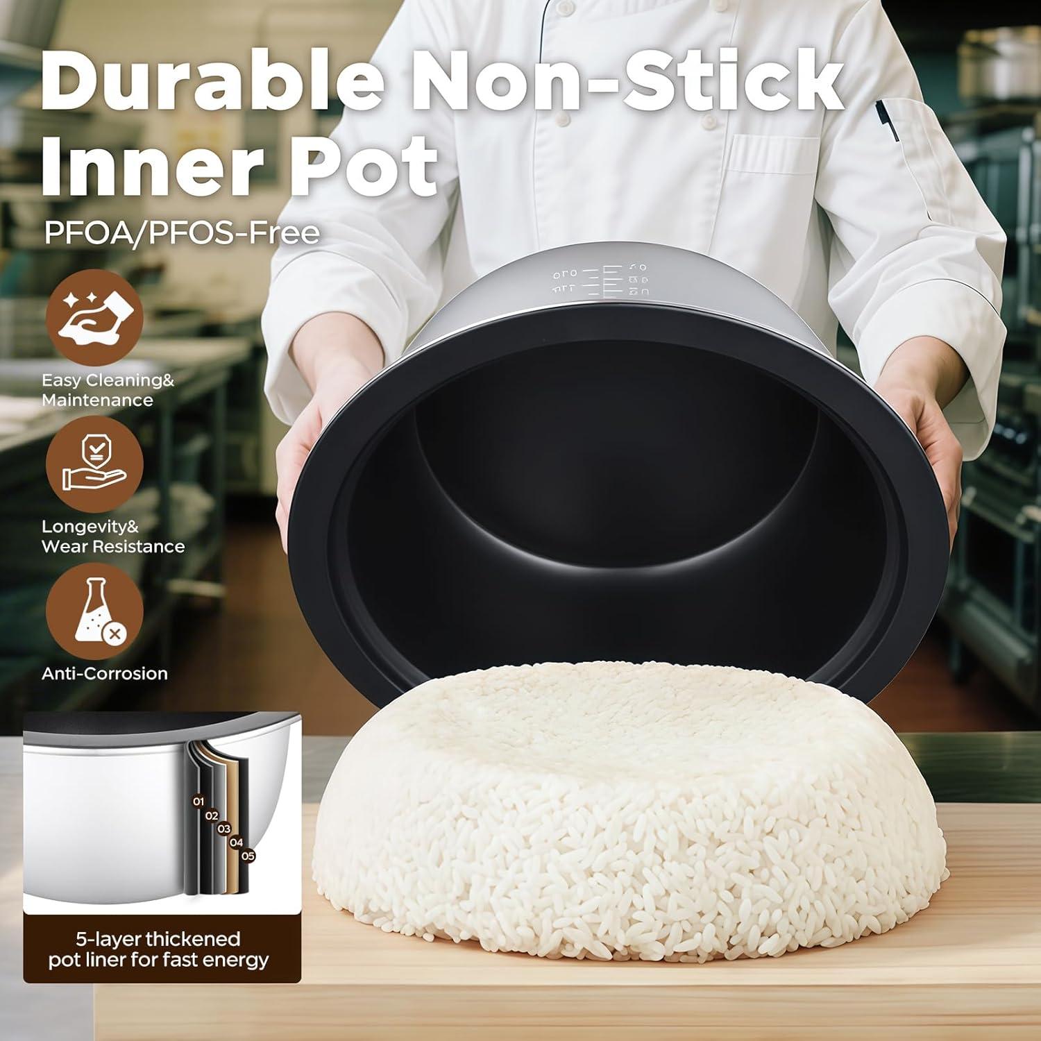 Cocedor de Arroz Comercial YOLLNIA 15L 32 Tazas 1750W