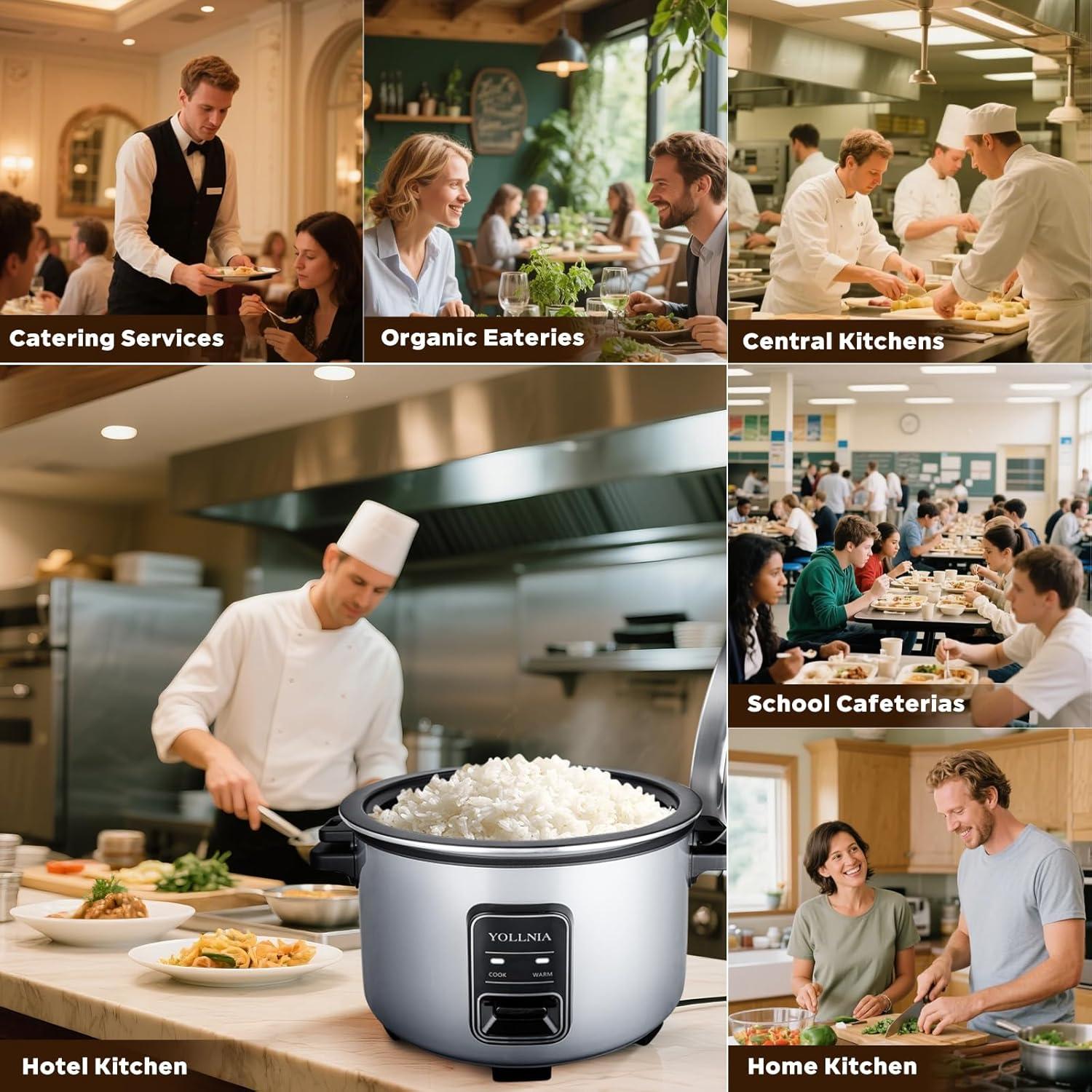 Cocedor de Arroz Comercial YOLLNIA 15L 32 Tazas 1750W