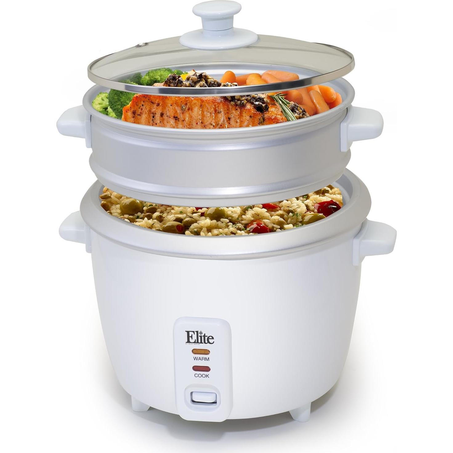 Olla Arrocera Eléctrica Elite Gourmet ERC-003ST 6 Tazas Blanca