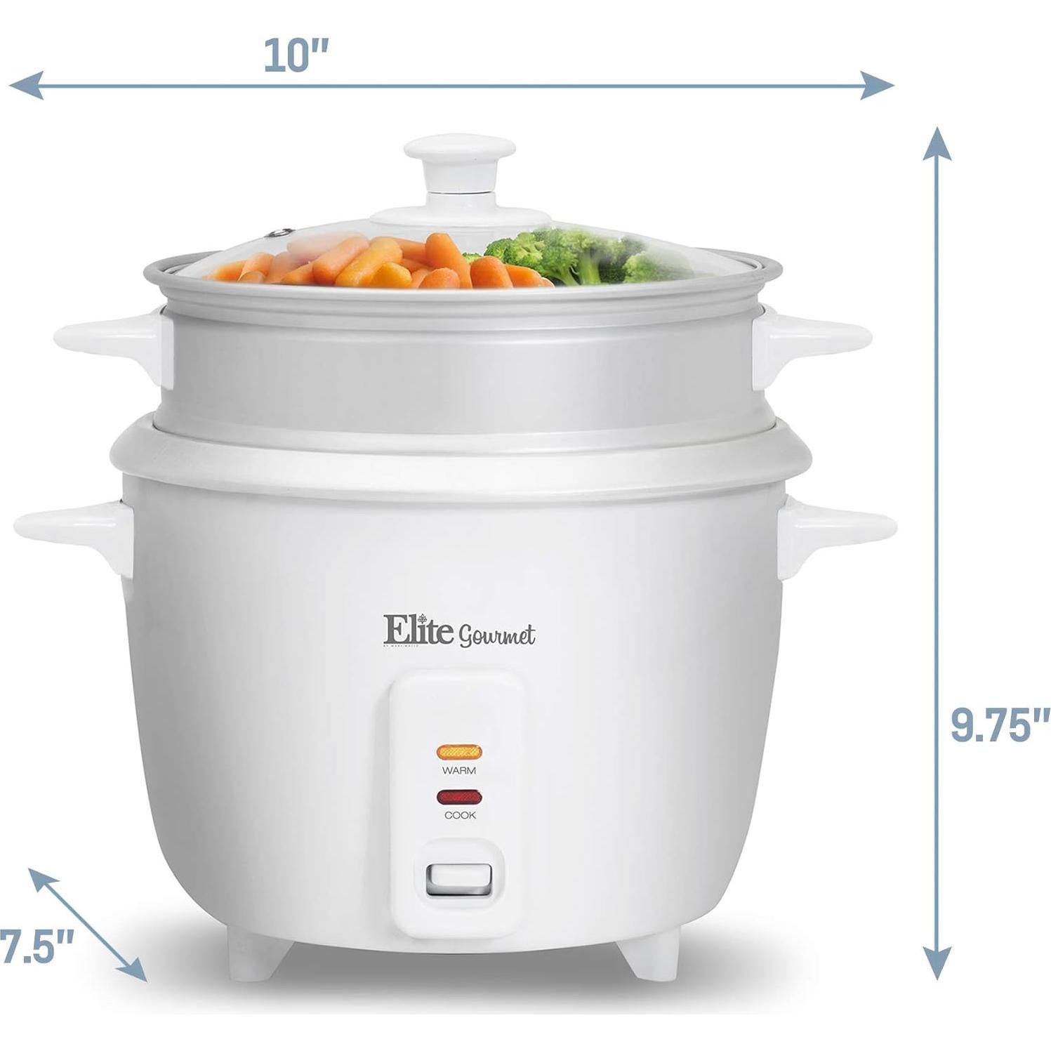 Olla Arrocera Eléctrica Elite Gourmet ERC-003ST 6 Tazas Blanca