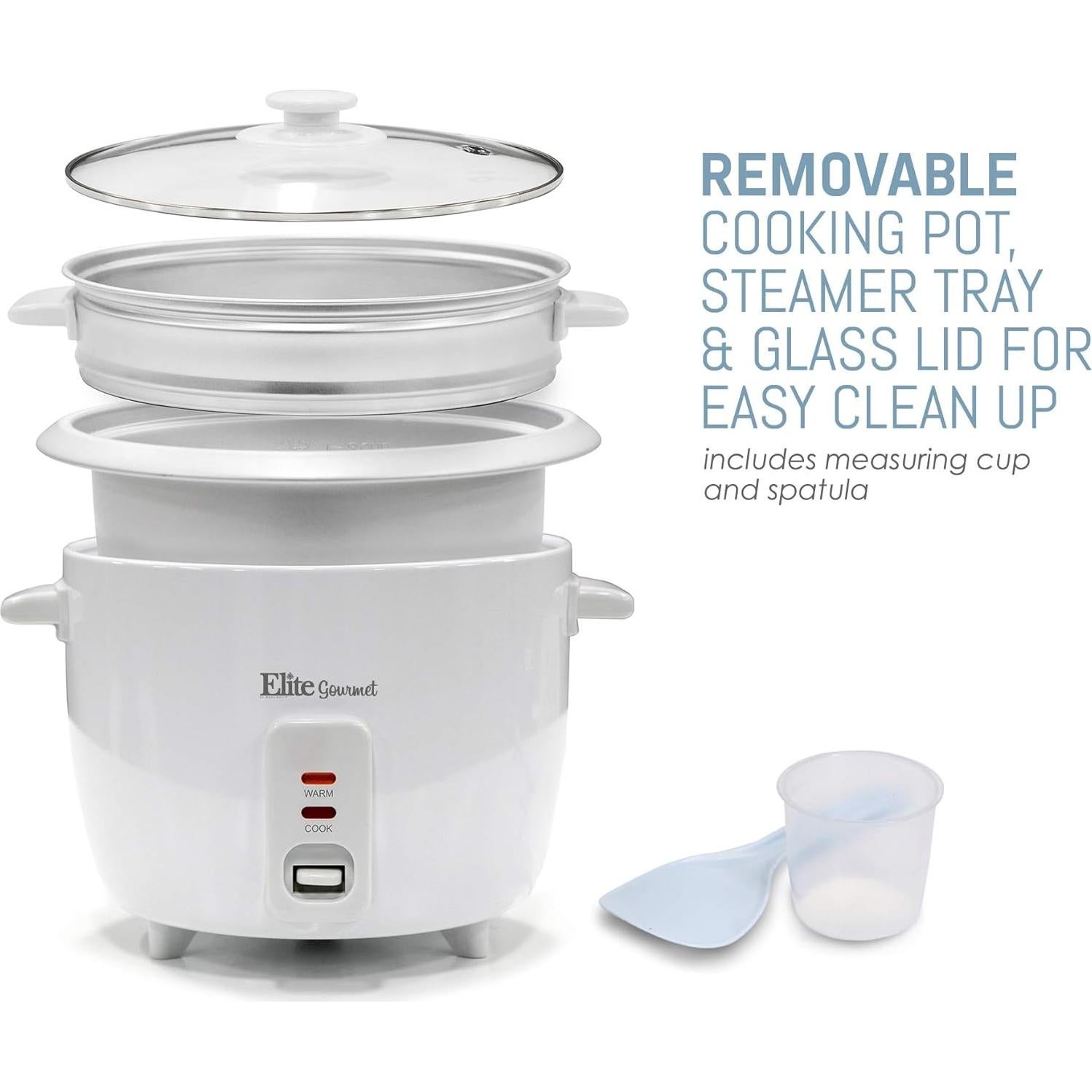 Olla Arrocera Eléctrica Elite Gourmet ERC-003ST 6 Tazas Blanca