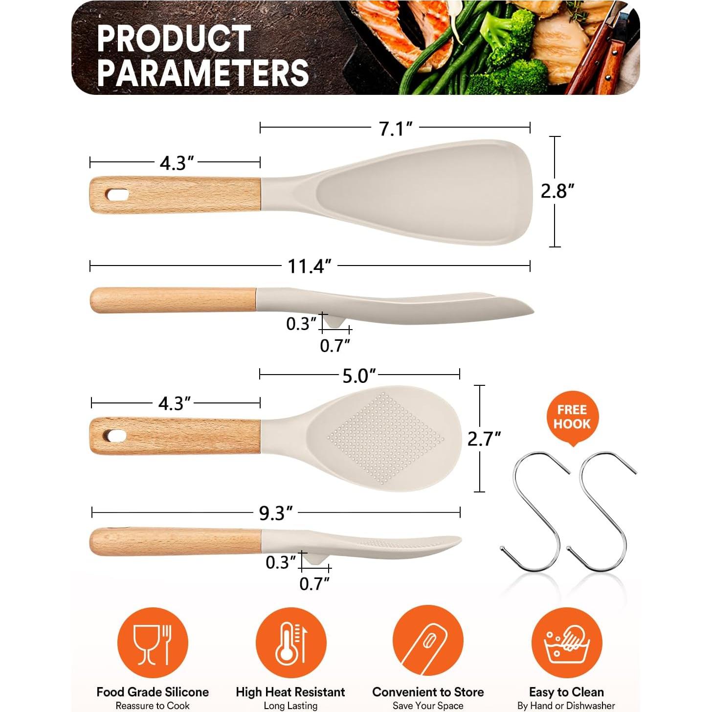 Cuchara de Cocina y Cucharón Silicona Badiano Caqui 29cm