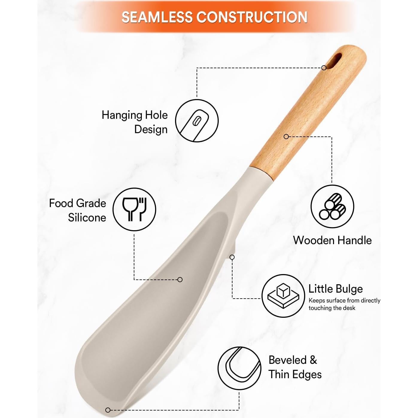 Cuchara de Cocina y Cucharón Silicona Badiano Caqui 29cm