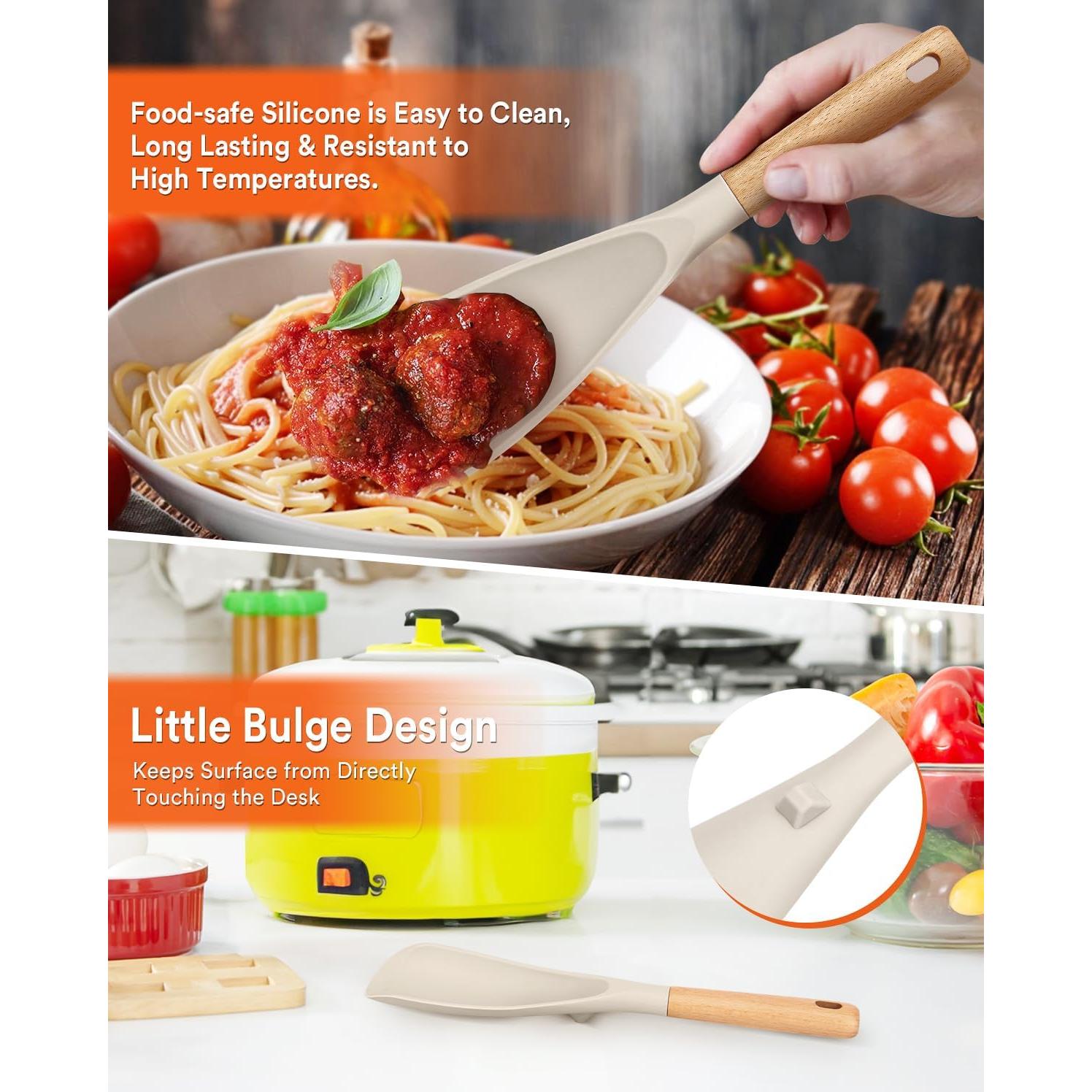 Cuchara de Cocina y Cucharón Silicona Badiano Caqui 29cm