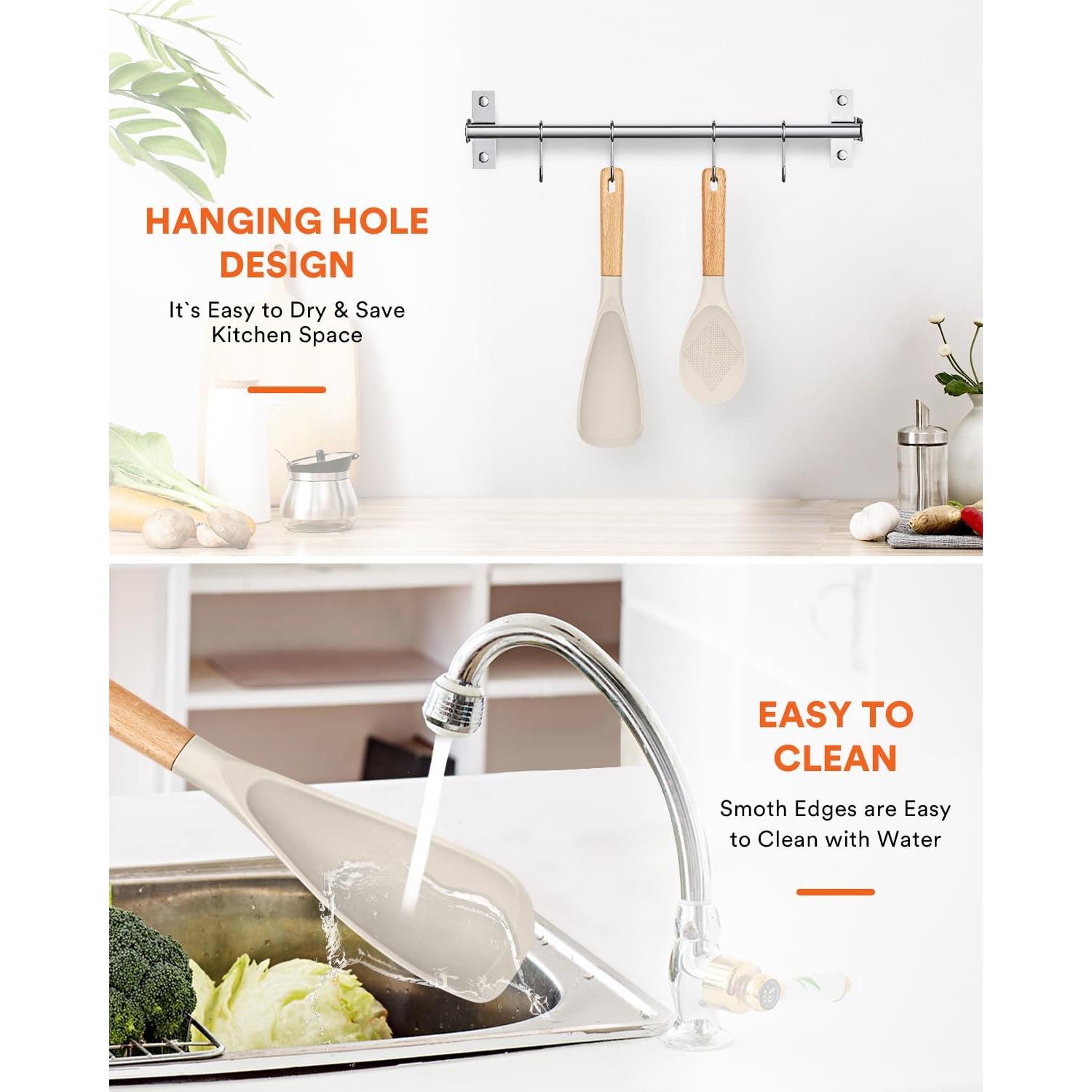 Cuchara de Cocina y Cucharón Silicona Badiano Caqui 29cm