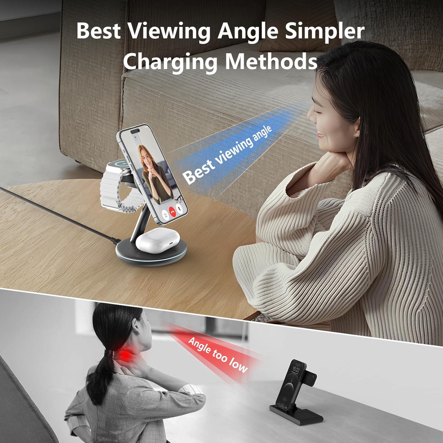 Estación de Carga Inalámbrica Magnética 3 en 1 Kingtron para iPhone