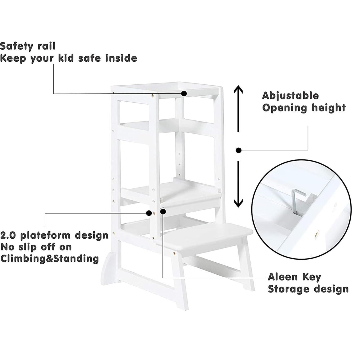 Escalera Ajustable SDADI LT05W para Niños - Taburete Blanco