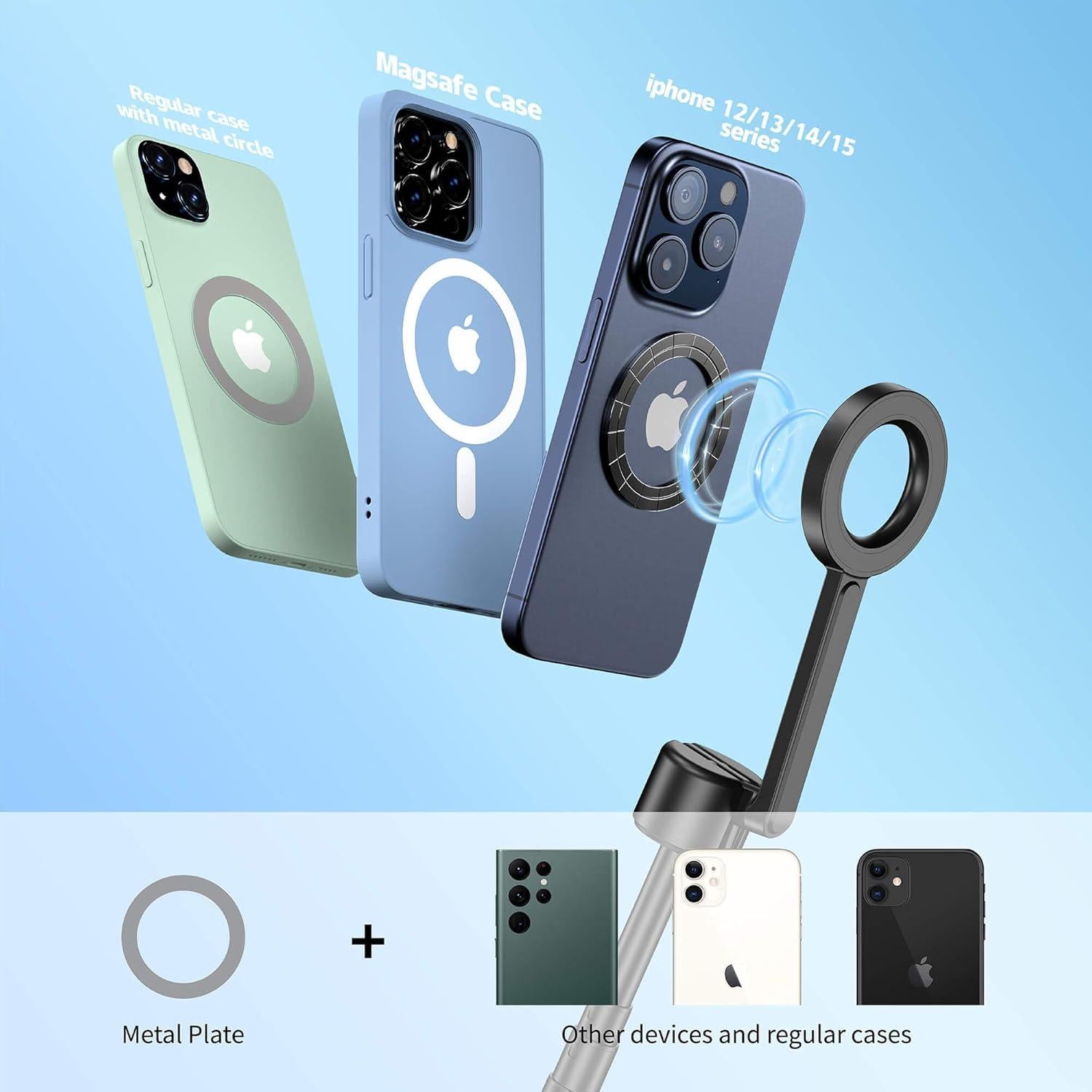 Trípode Magnético Vimitty para iPhone 162,56 cm con Control Remoto