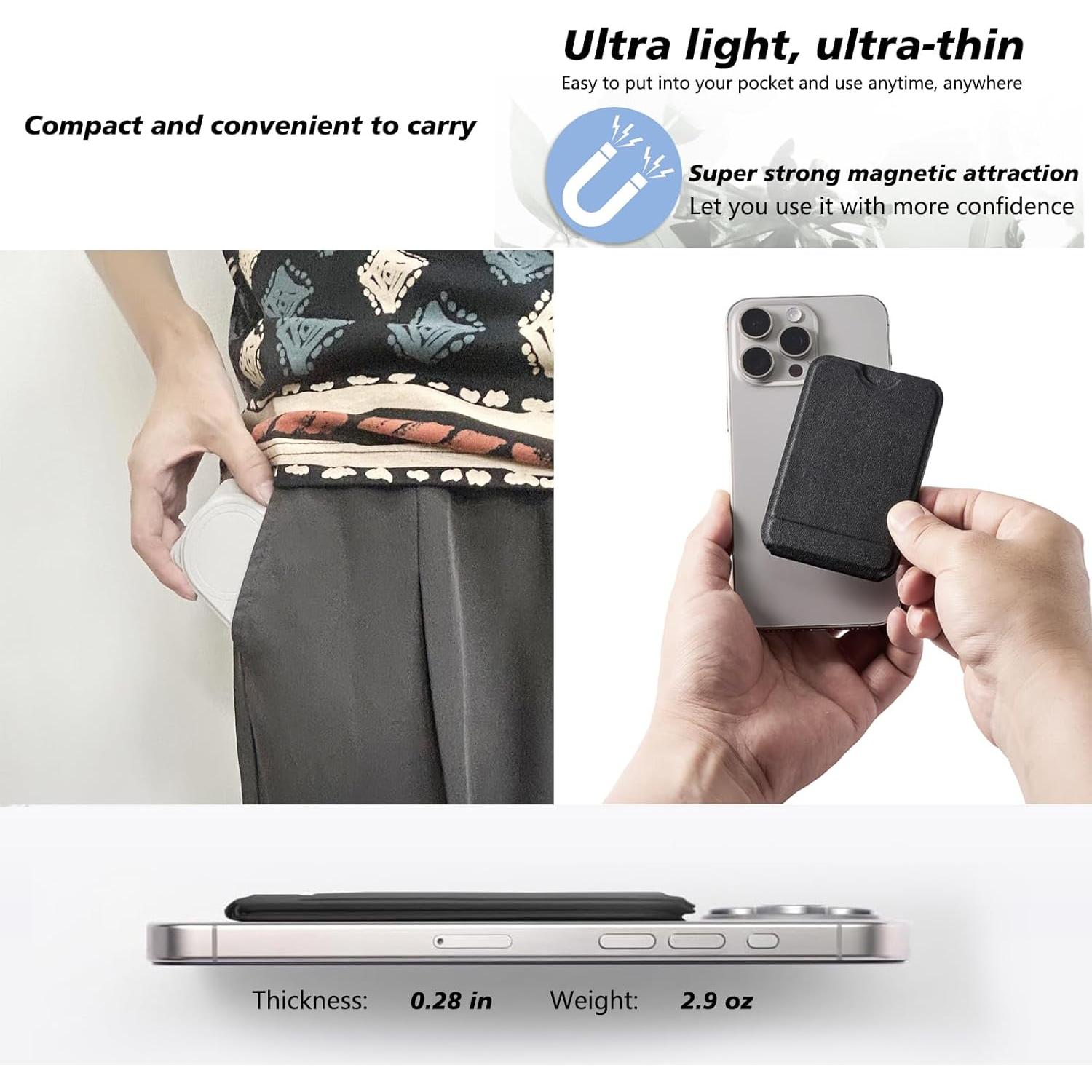 Soporte trípode magnético EWEMDAI para iPhone 12-16 - Negro