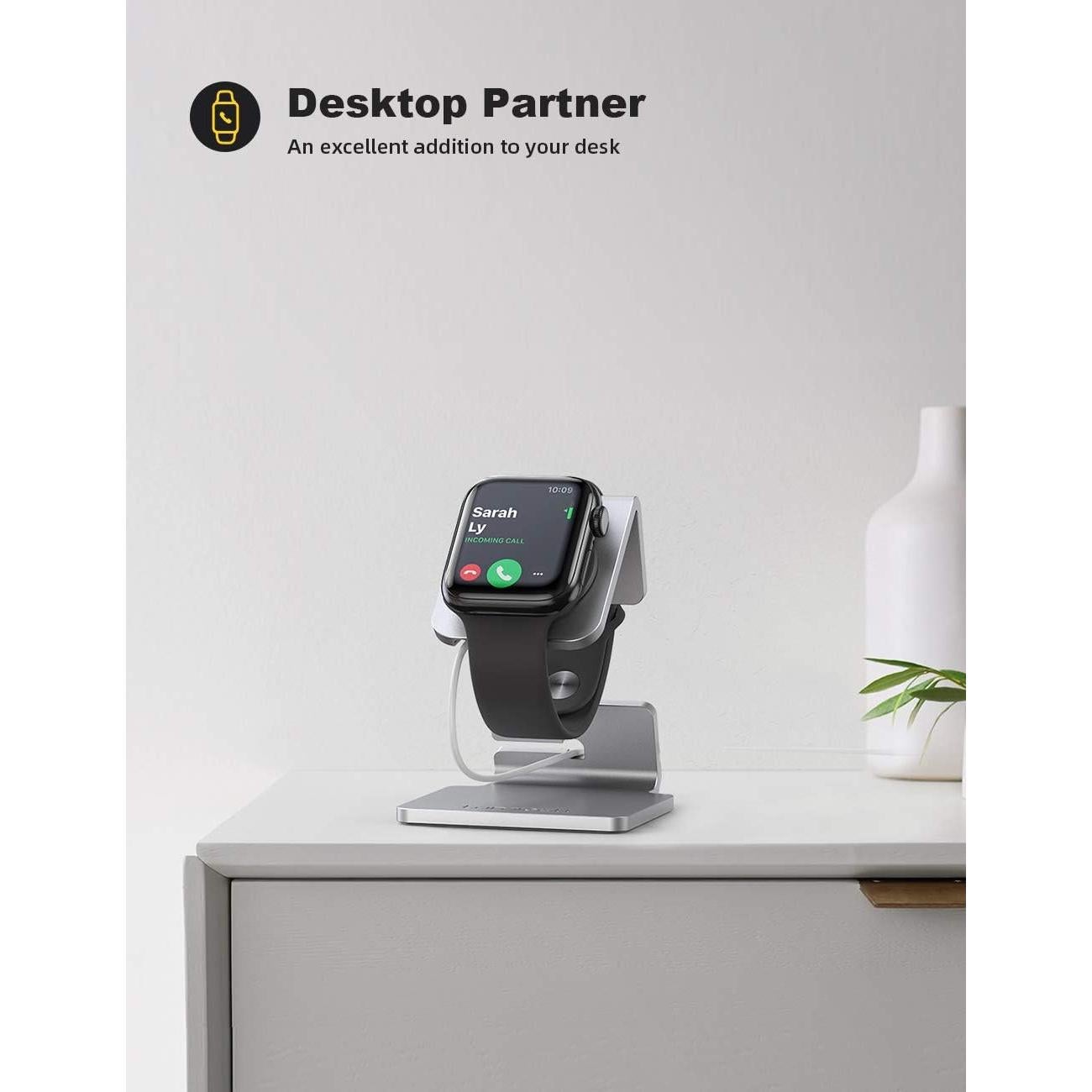 Soporte de Carga Lamicall para Apple Watch Plata