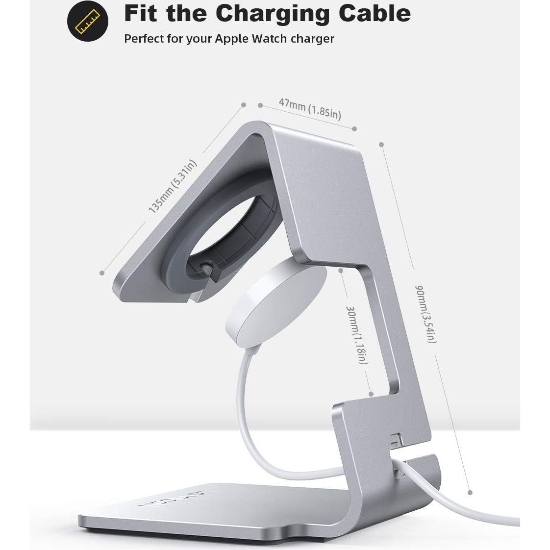 Soporte de Carga Lamicall para Apple Watch Plata