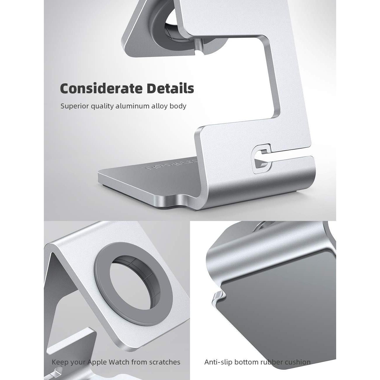 Soporte de Carga Lamicall para Apple Watch Plata