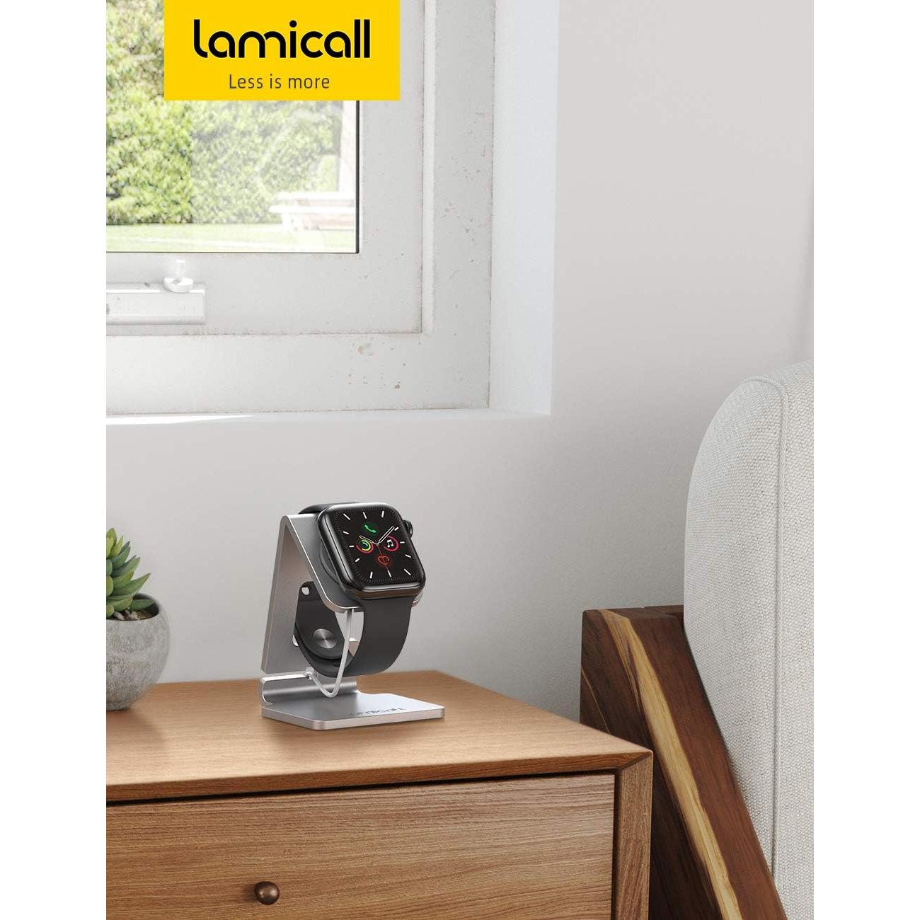 Soporte de Carga Lamicall para Apple Watch Plata