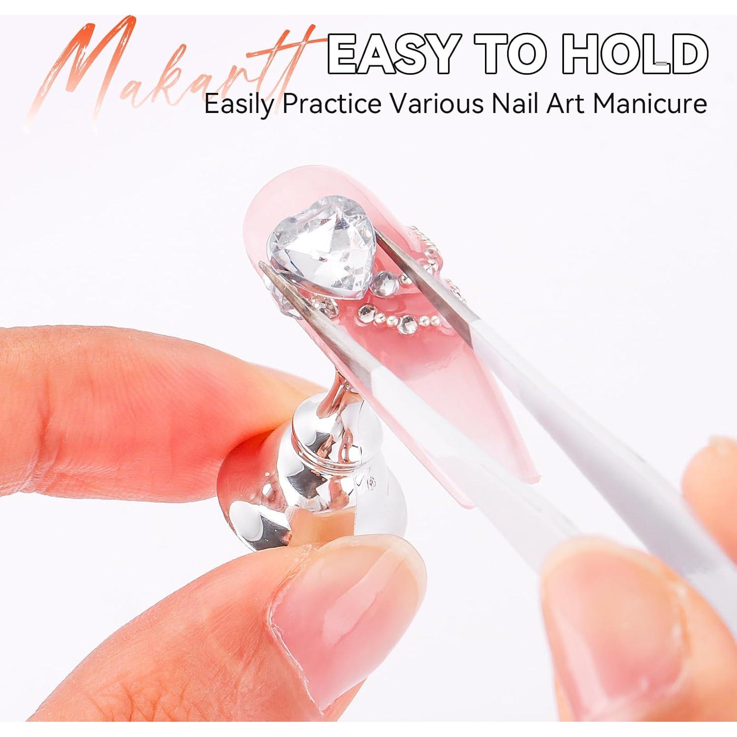 Soporte de Uñas Makartt Plateado con Cinta Doble Cara