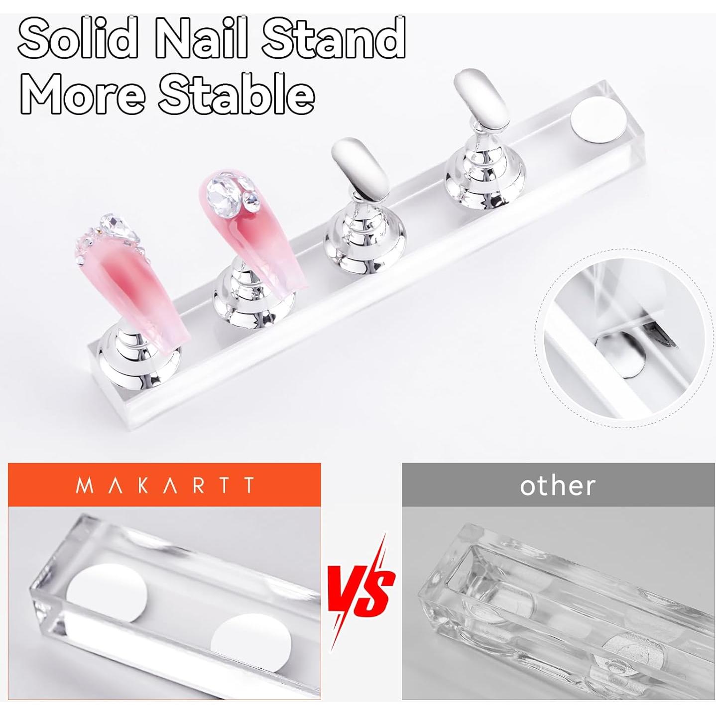 Soporte de Uñas Makartt Plateado con Cinta Doble Cara