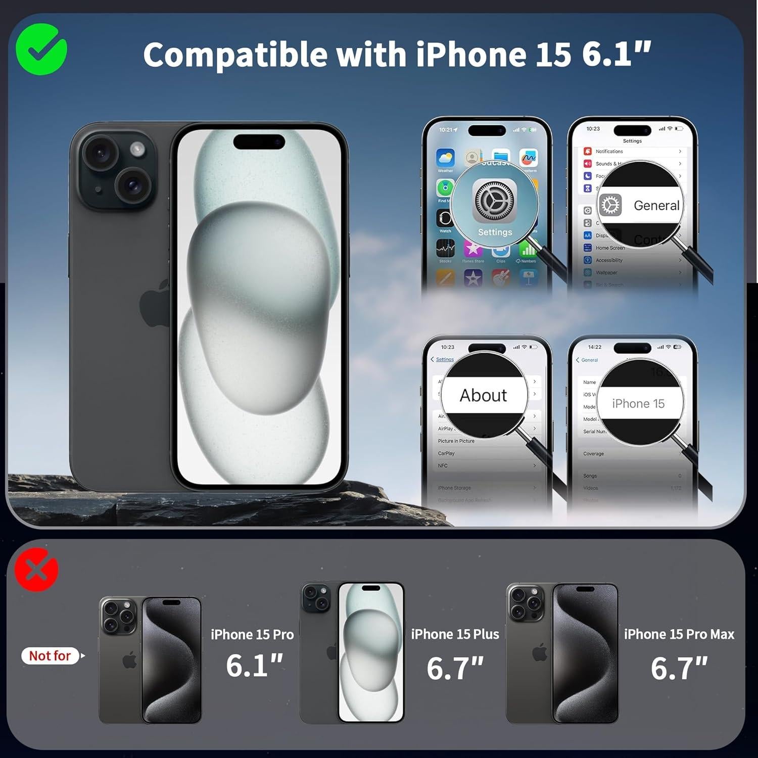 Funda Magnética CACOE para iPhone 15 6.1" Azul Oscuro