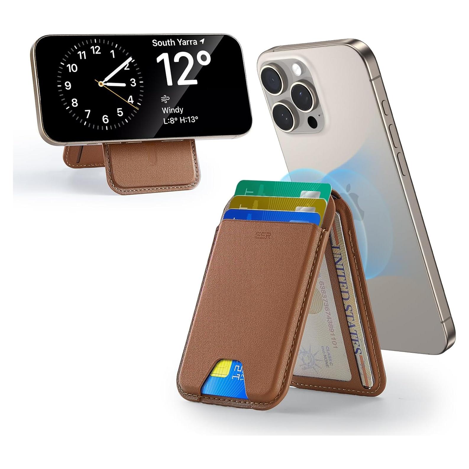 Cartera MagSafe ESR Marrón para iPhone 12-16, 5 Tarjetas