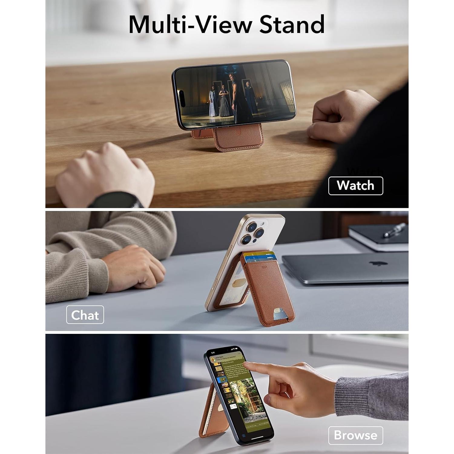 Cartera MagSafe ESR Marrón para iPhone 12-16, 5 Tarjetas