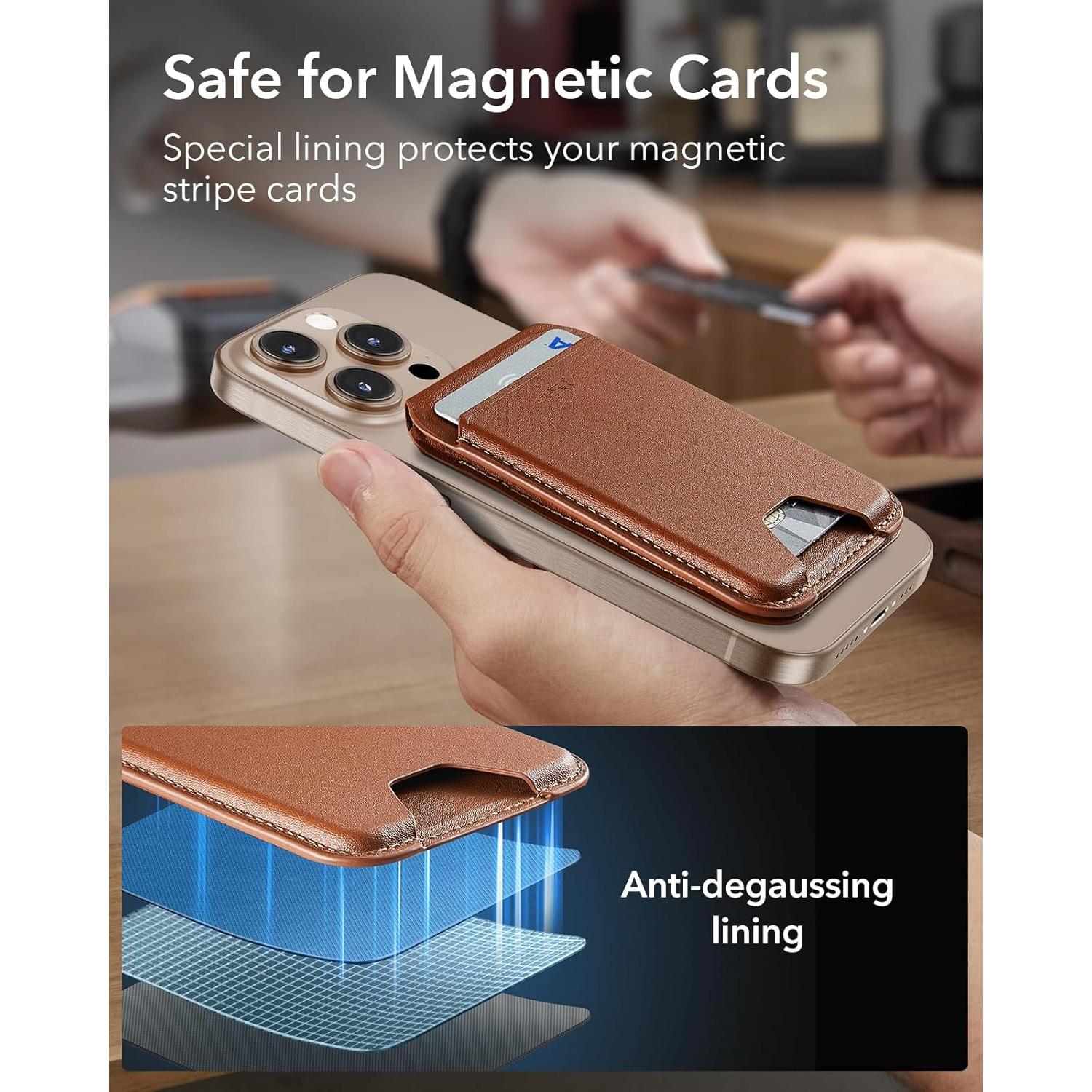 Cartera MagSafe ESR Marrón para iPhone 12-16, 5 Tarjetas