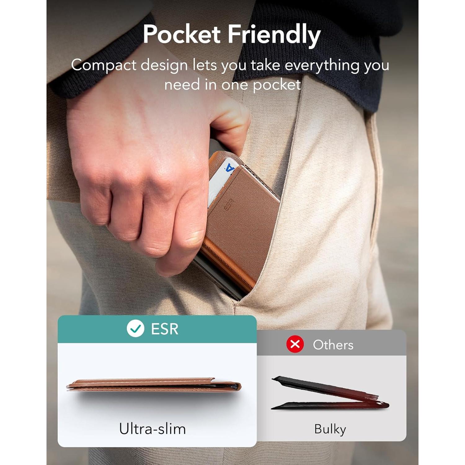 Cartera MagSafe ESR Marrón para iPhone 12-16, 5 Tarjetas