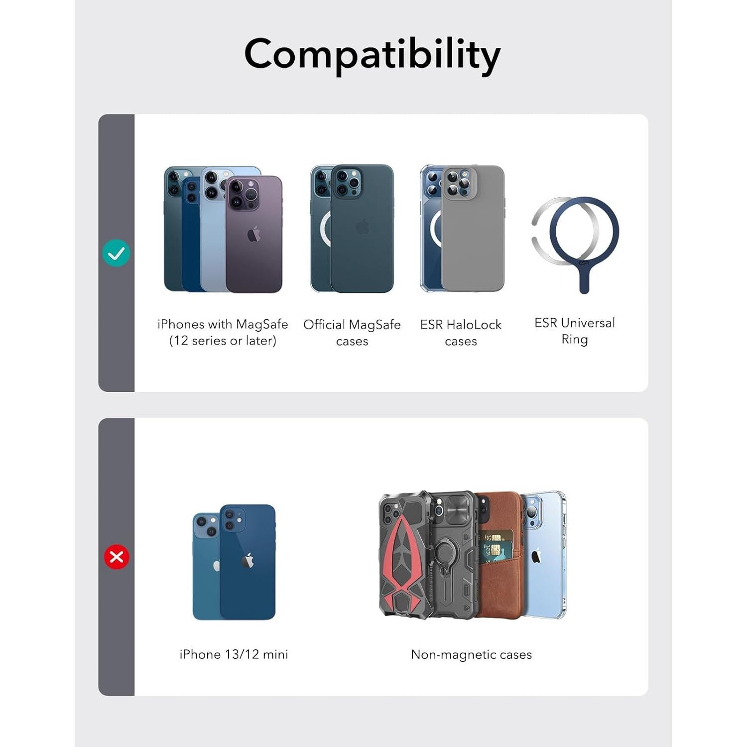 Cartera MagSafe ESR Marrón para iPhone 12-16, 5 Tarjetas