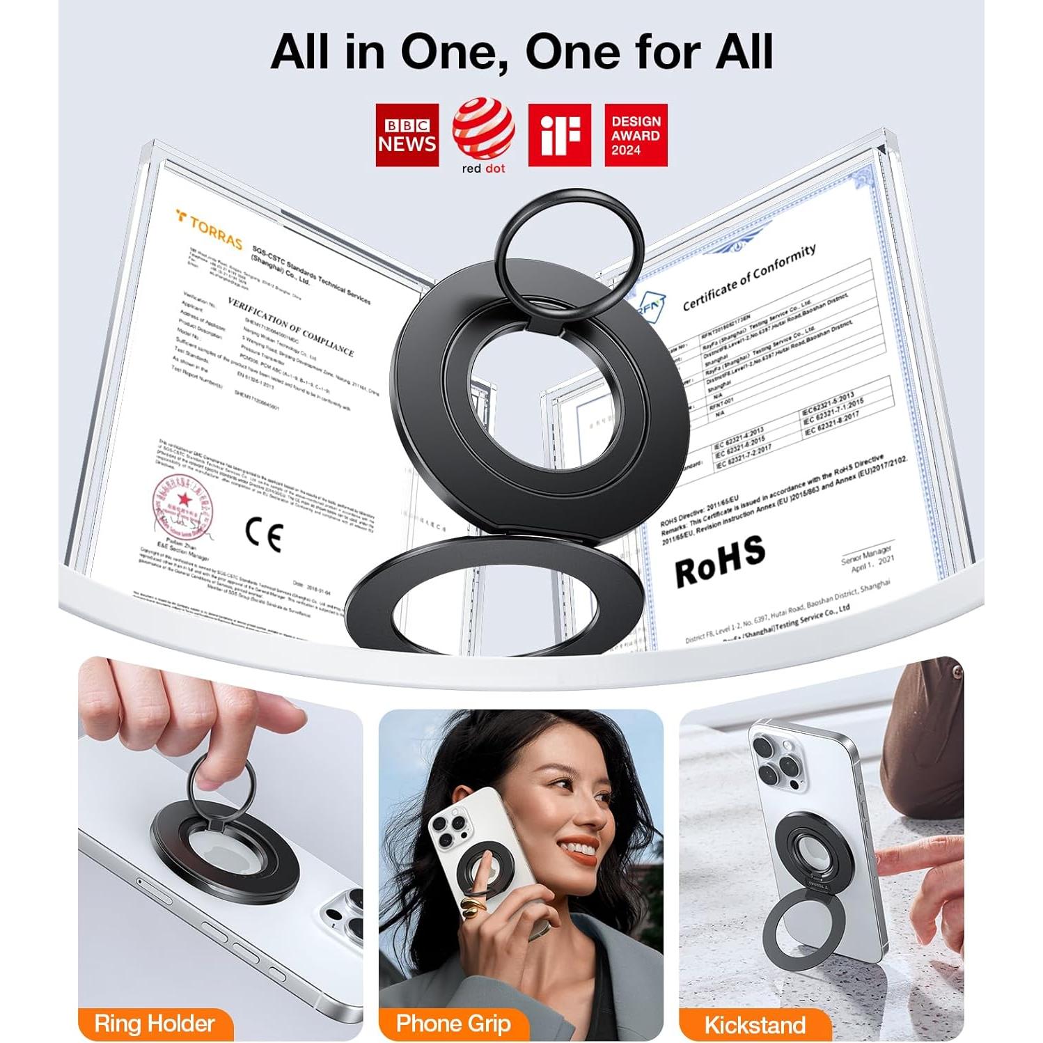 Soporte Magnético para Teléfono TORRAS Negro Delgado 2024