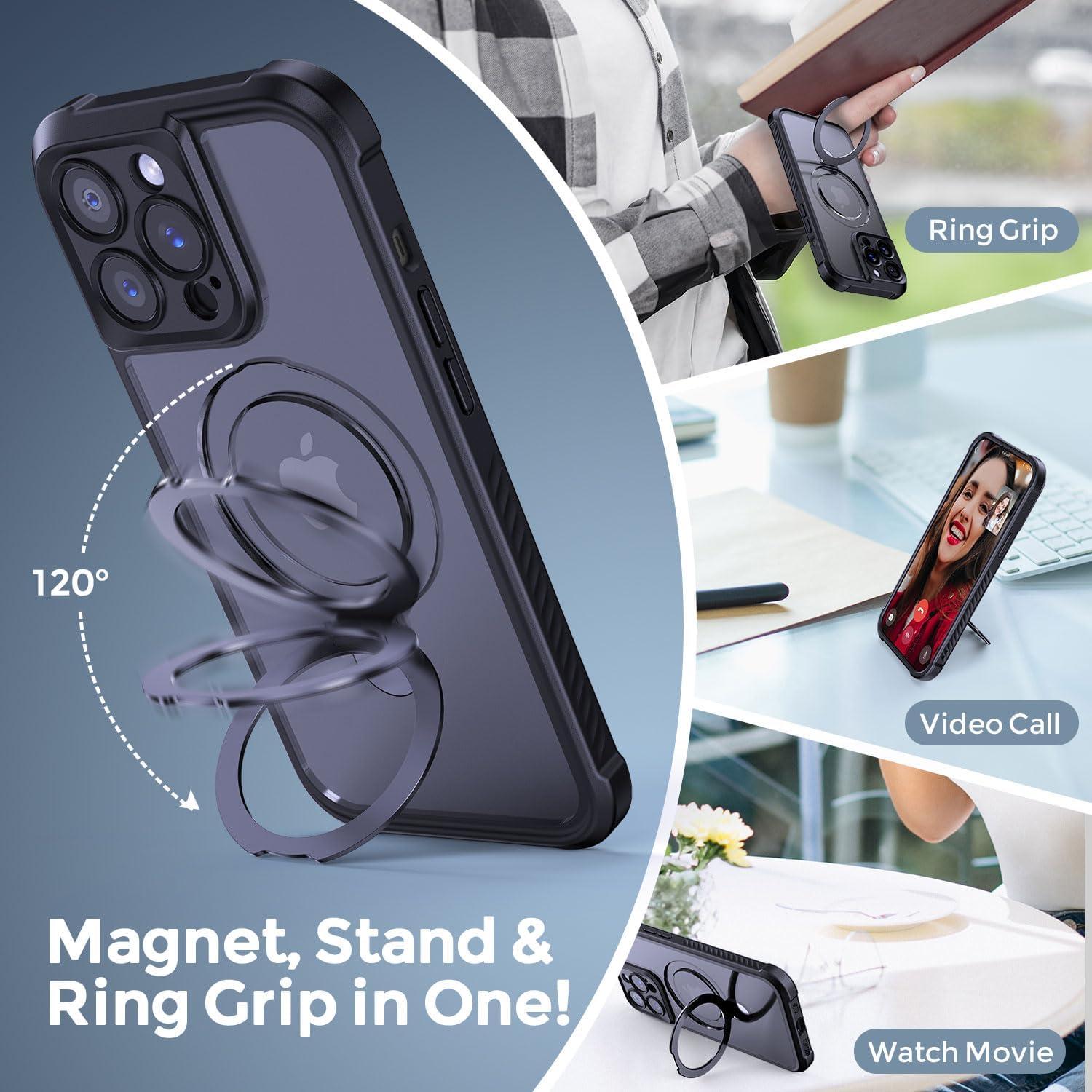 Funda MOCCA para iPhone 14 Pro con soporte magnético Negro