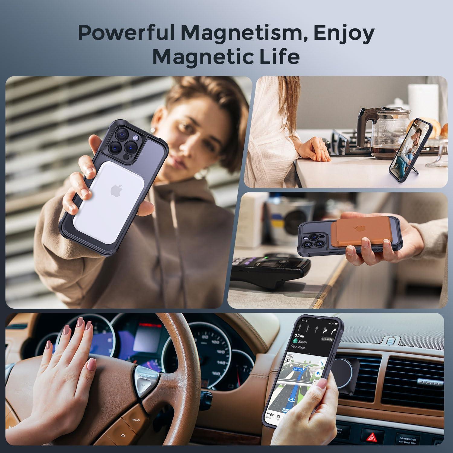 Funda MOCCA para iPhone 14 Pro con soporte magnético Negro