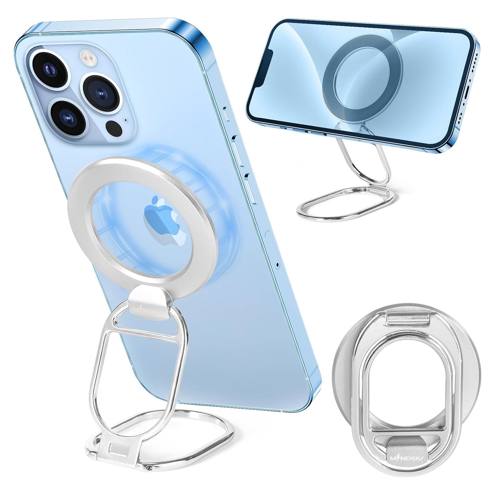 Soporte MagSafe Mindsky para iPhone 12/13/14/15 Plata