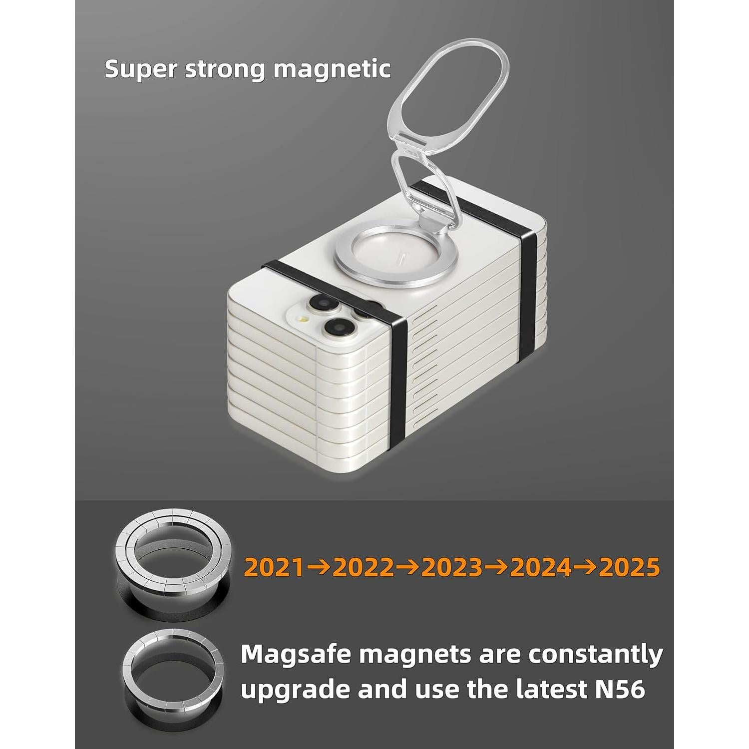 Soporte MagSafe Mindsky para iPhone 12/13/14/15 Plata