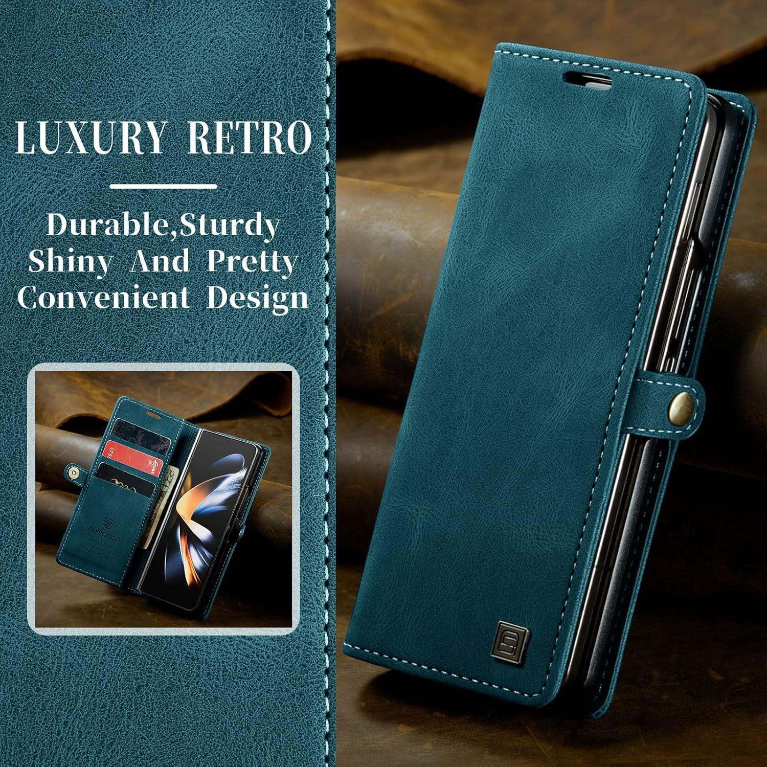 Funda EYZUTAK para Samsung Galaxy Z Fold 4, Cuero Azul