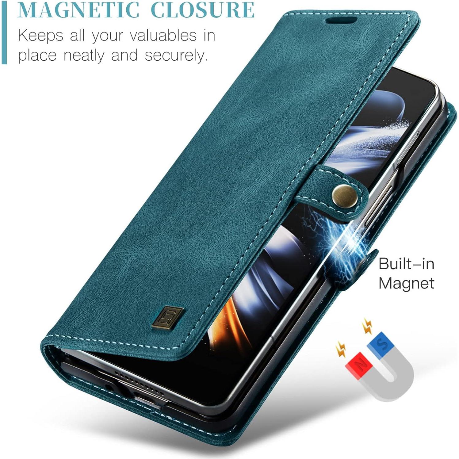 Funda EYZUTAK para Samsung Galaxy Z Fold 4, Cuero Azul
