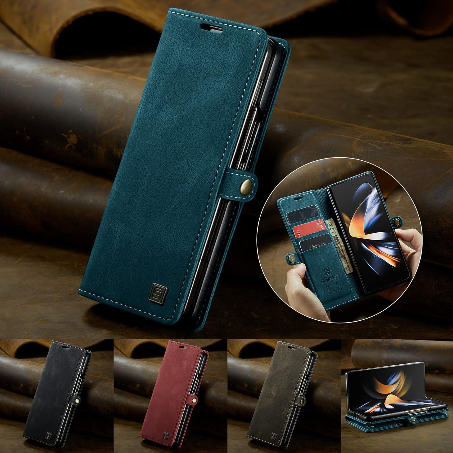 Funda EYZUTAK para Samsung Galaxy Z Fold 4, Cuero Azul