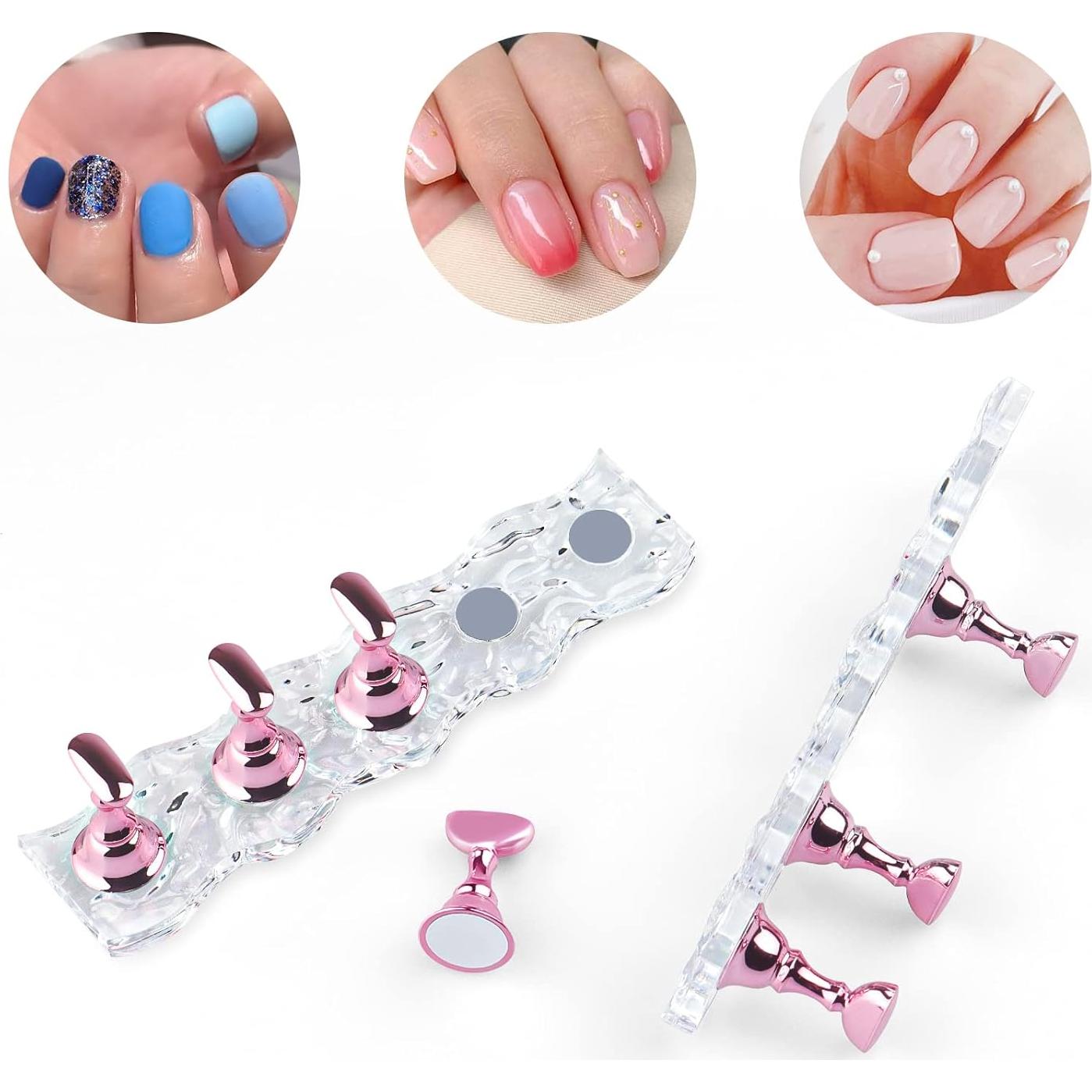 Soporte para Uñas JUSTOTRY 2 Juegos Rosa Magnético 8,89 cm