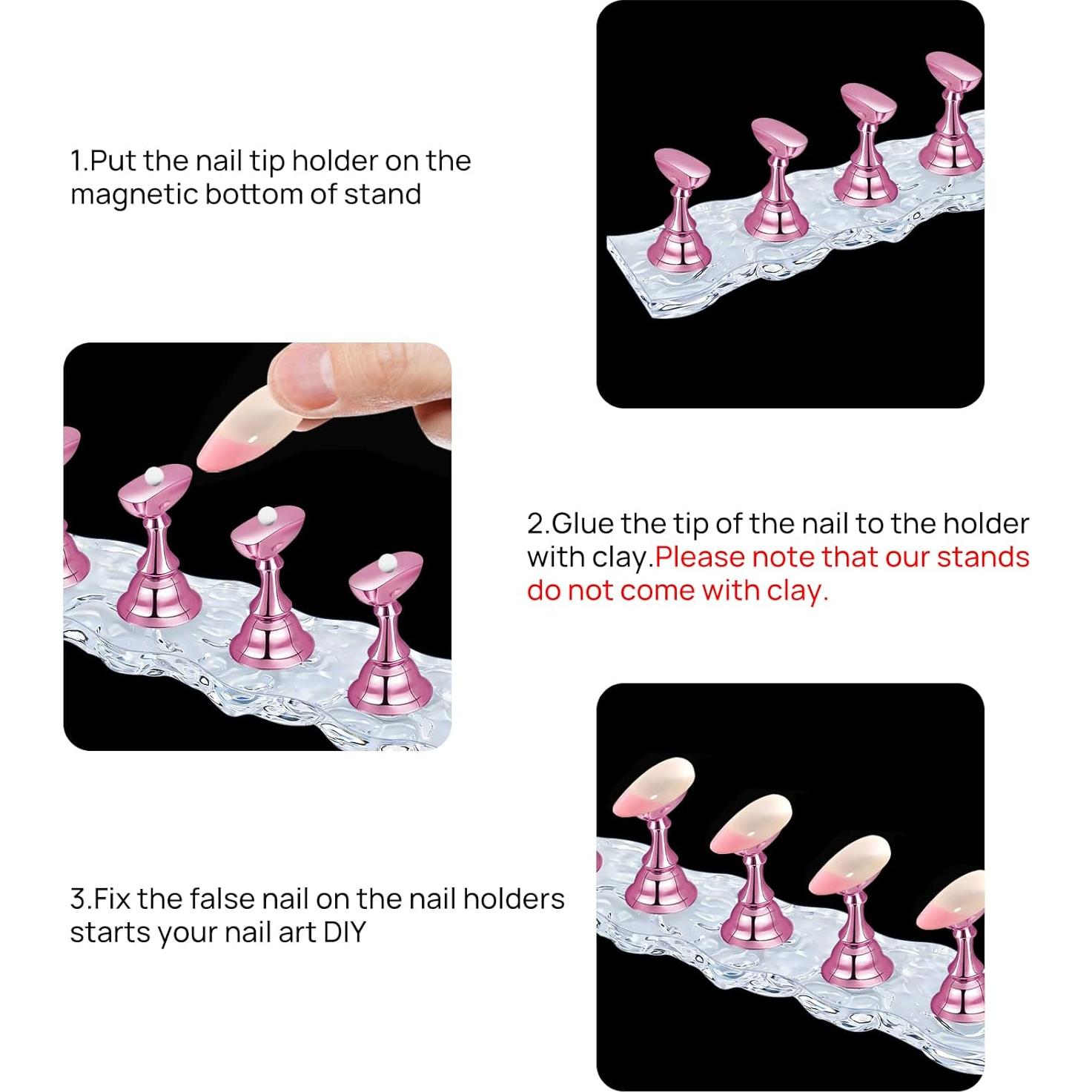 Soporte para Uñas JUSTOTRY 2 Juegos Rosa Magnético 8,89 cm