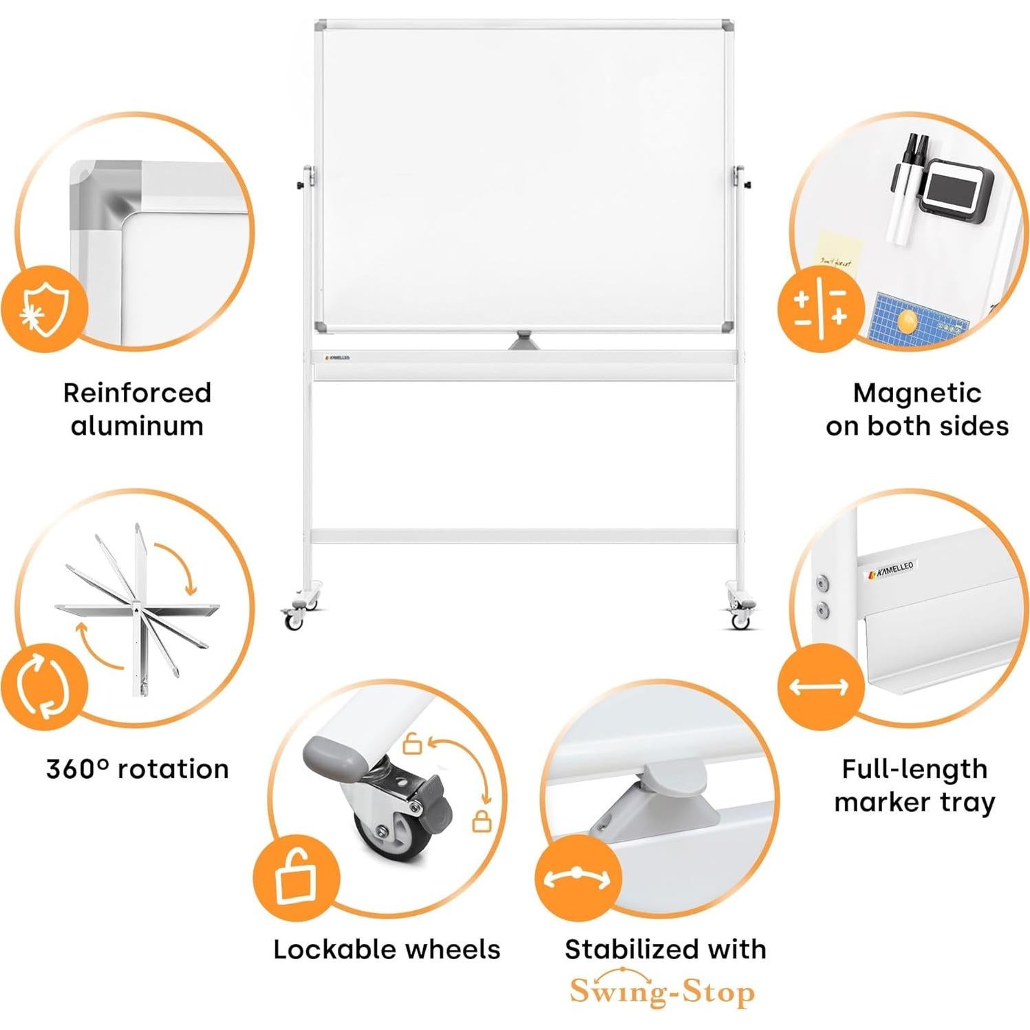 Pizarra Blanca Borrable Móvil KAMELLEO 121,9x91,4 cm