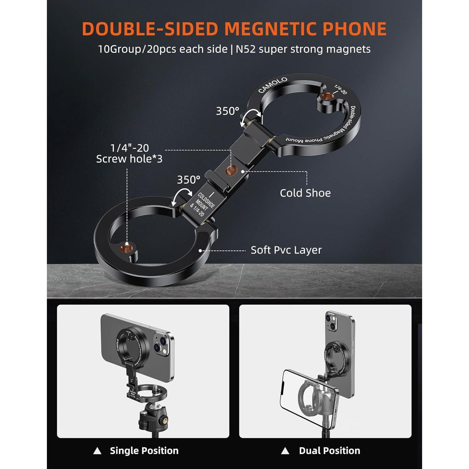 Soporte Magnético Doble para Teléfono CAMOLO Negro