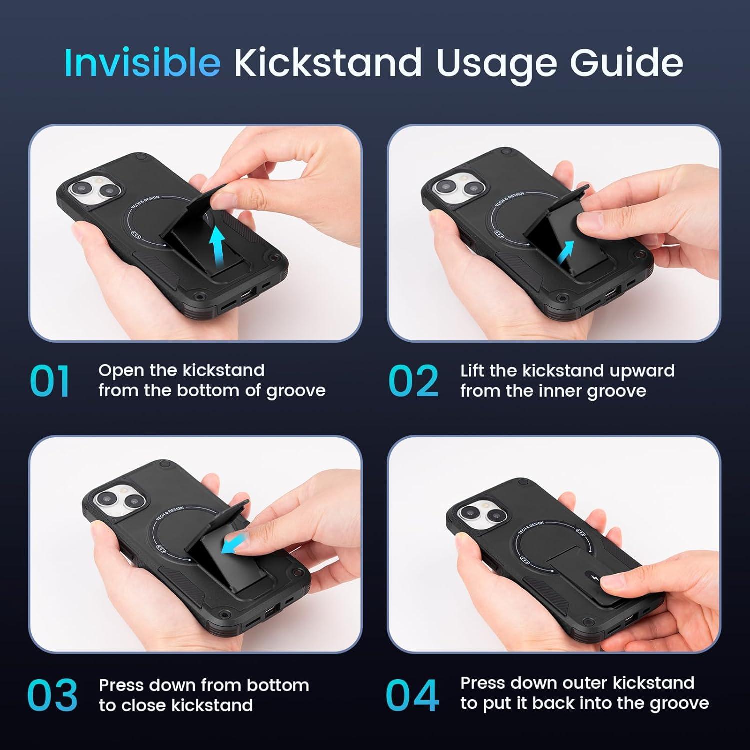 Funda Caka para iPhone 13/14 con Soporte y Magsafe Negra