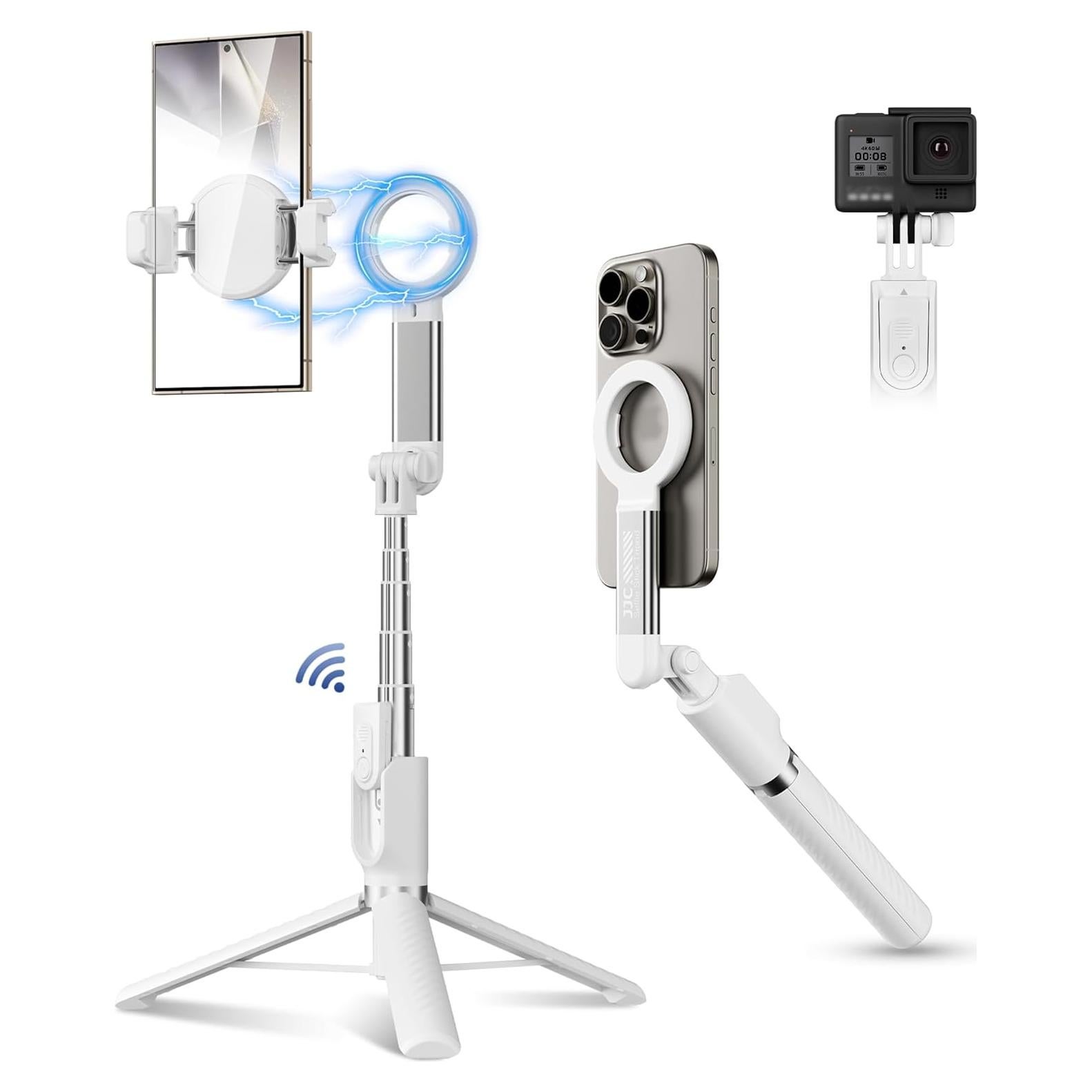Trípode Magnético JJC SFM-1W con Selfie Stick 104 cm Blanco