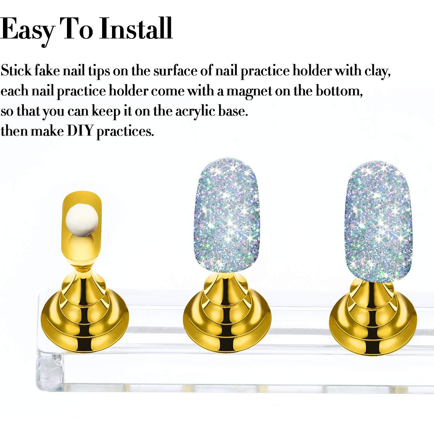 Set de Soportes de Uñas Acrílico Blulu con Masilla Adhesiva