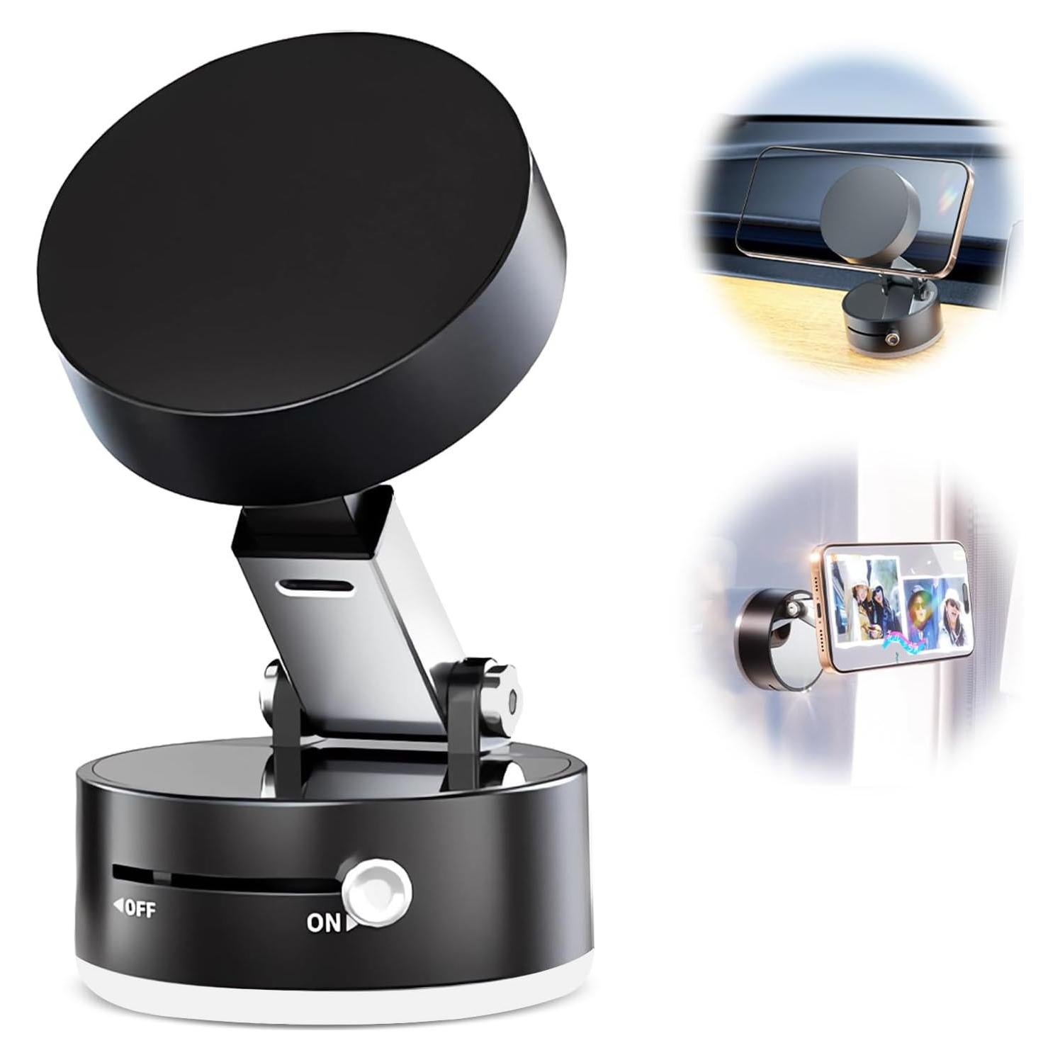 Soporte de Teléfono Magnético Succión Shker 360° Negro