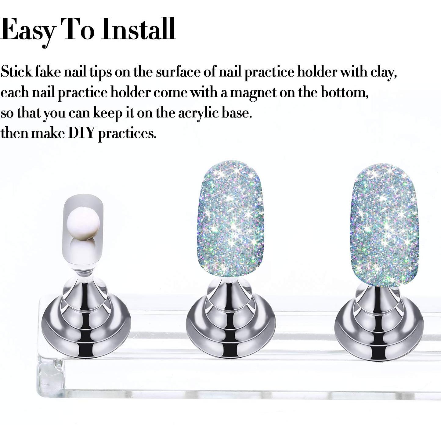 Set de Soportes de Uñas Acrílicos Magnéticos Blulu Plata